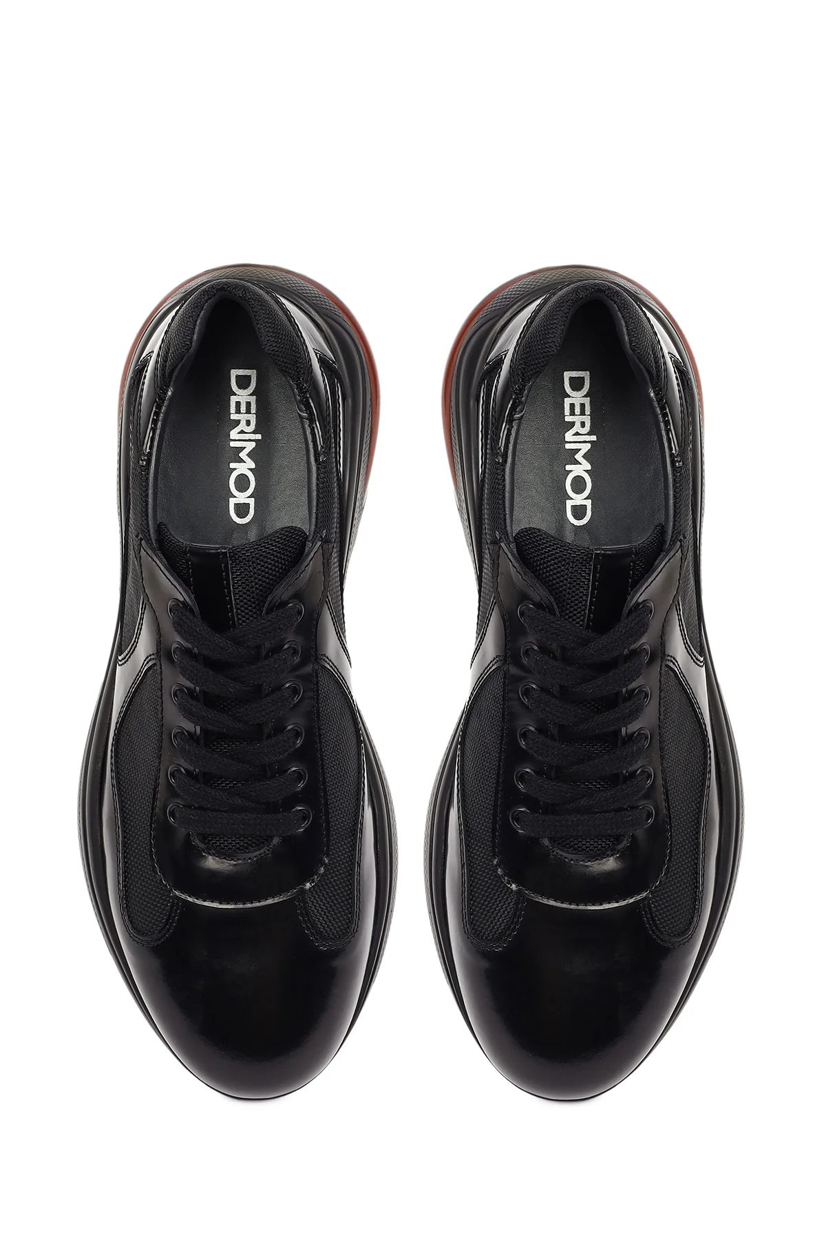 Erkek Siyah Bağcıklı Kalın Tabanlı Deri Casual Sneaker - Image 7