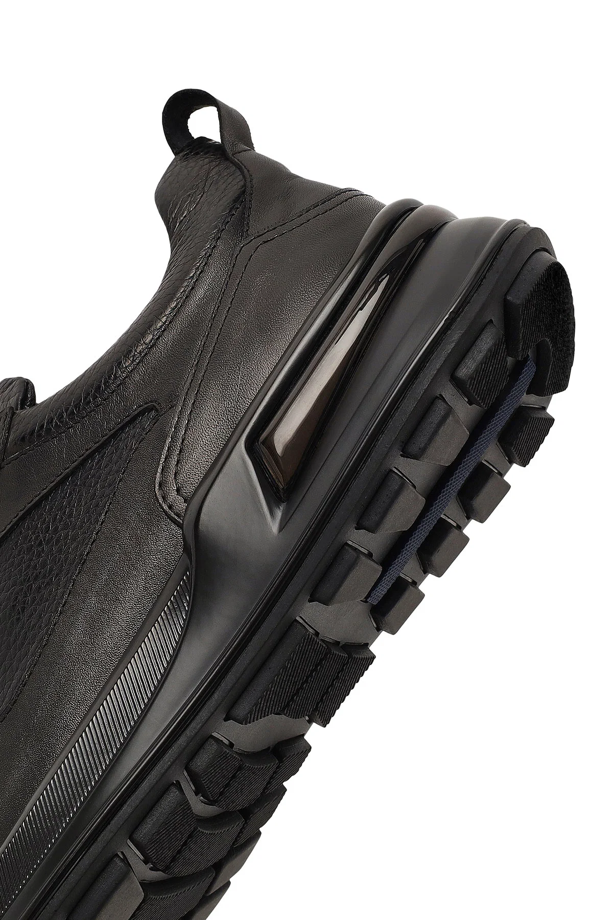 Erkek Siyah Bağcıklı Kalın Tabanlı Deri Casual Sneaker - Image 8