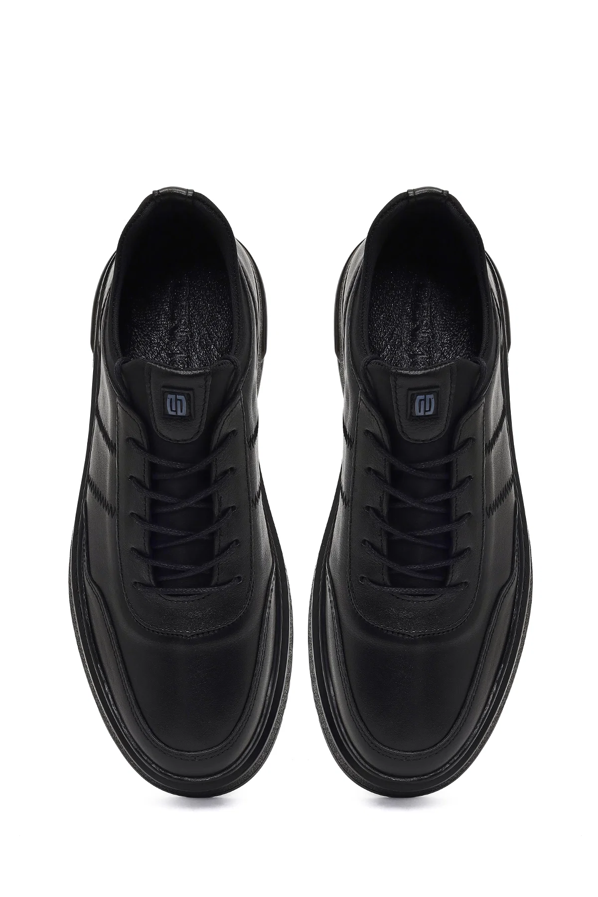 Erkek Siyah Bağcıklı Kalın Tabanlı Deri Casual Sneaker - Image 7