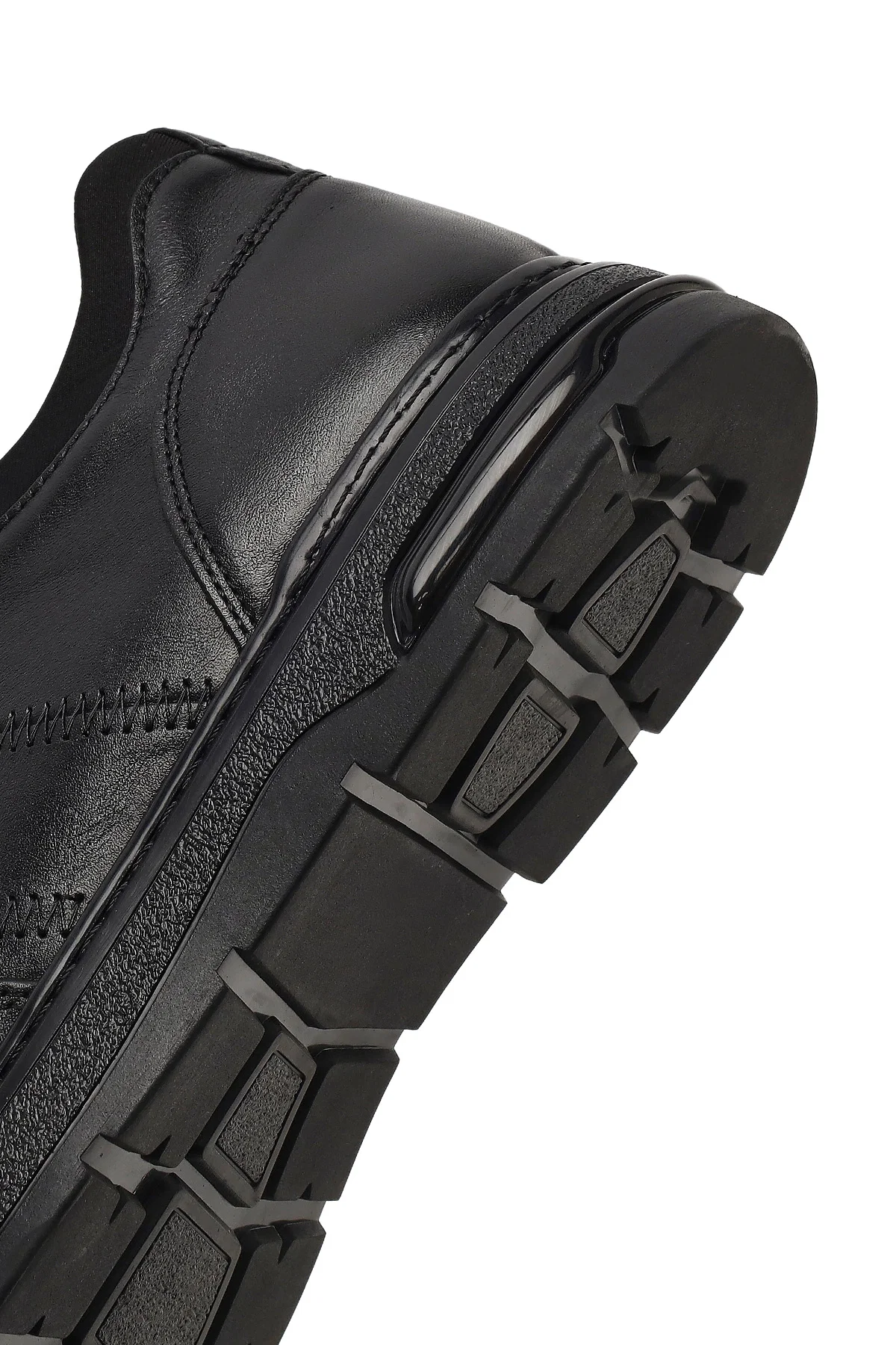 Erkek Siyah Bağcıklı Kalın Tabanlı Deri Casual Sneaker - Image 8