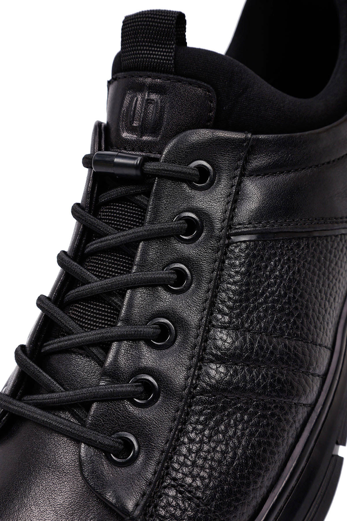Erkek Siyah Bağcıklı Kalın Tabanlı Deri Casual Sneaker - Image 11