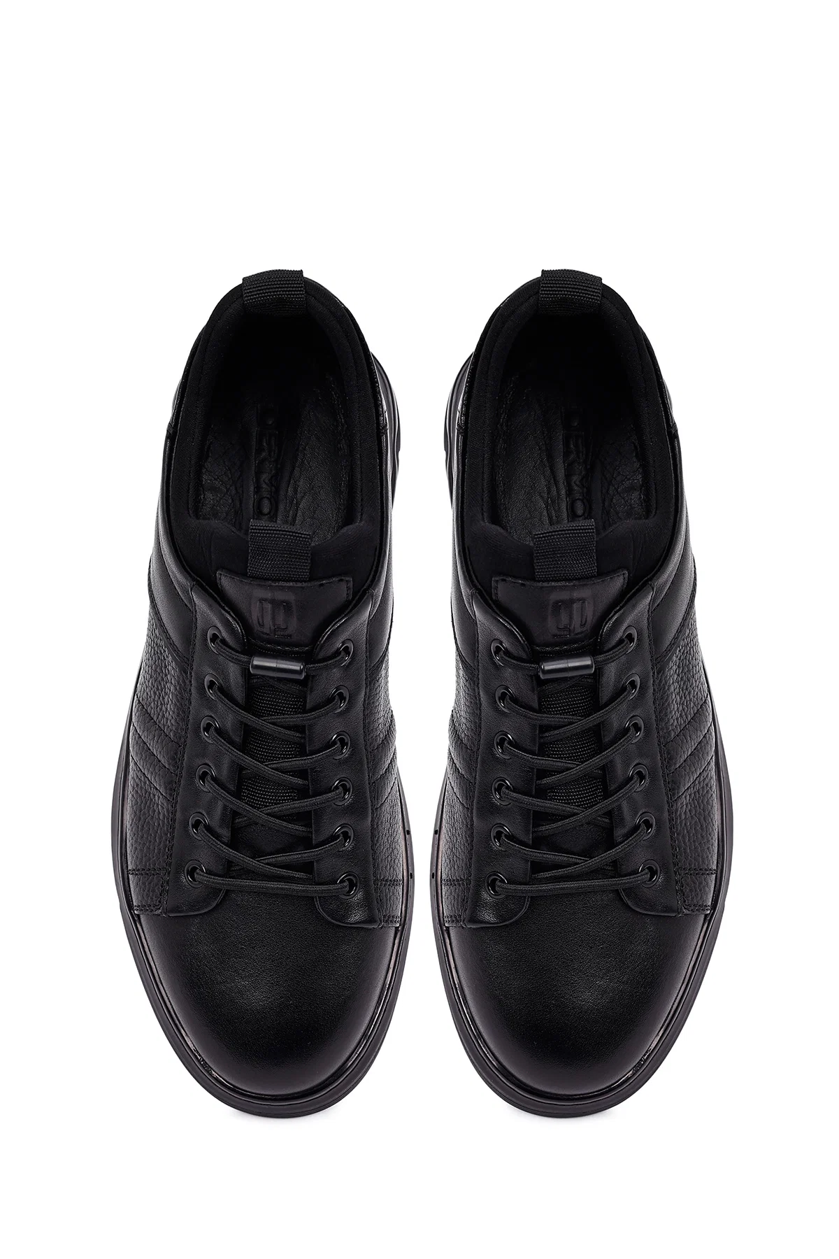 Erkek Siyah Bağcıklı Kalın Tabanlı Deri Casual Sneaker - Image 7
