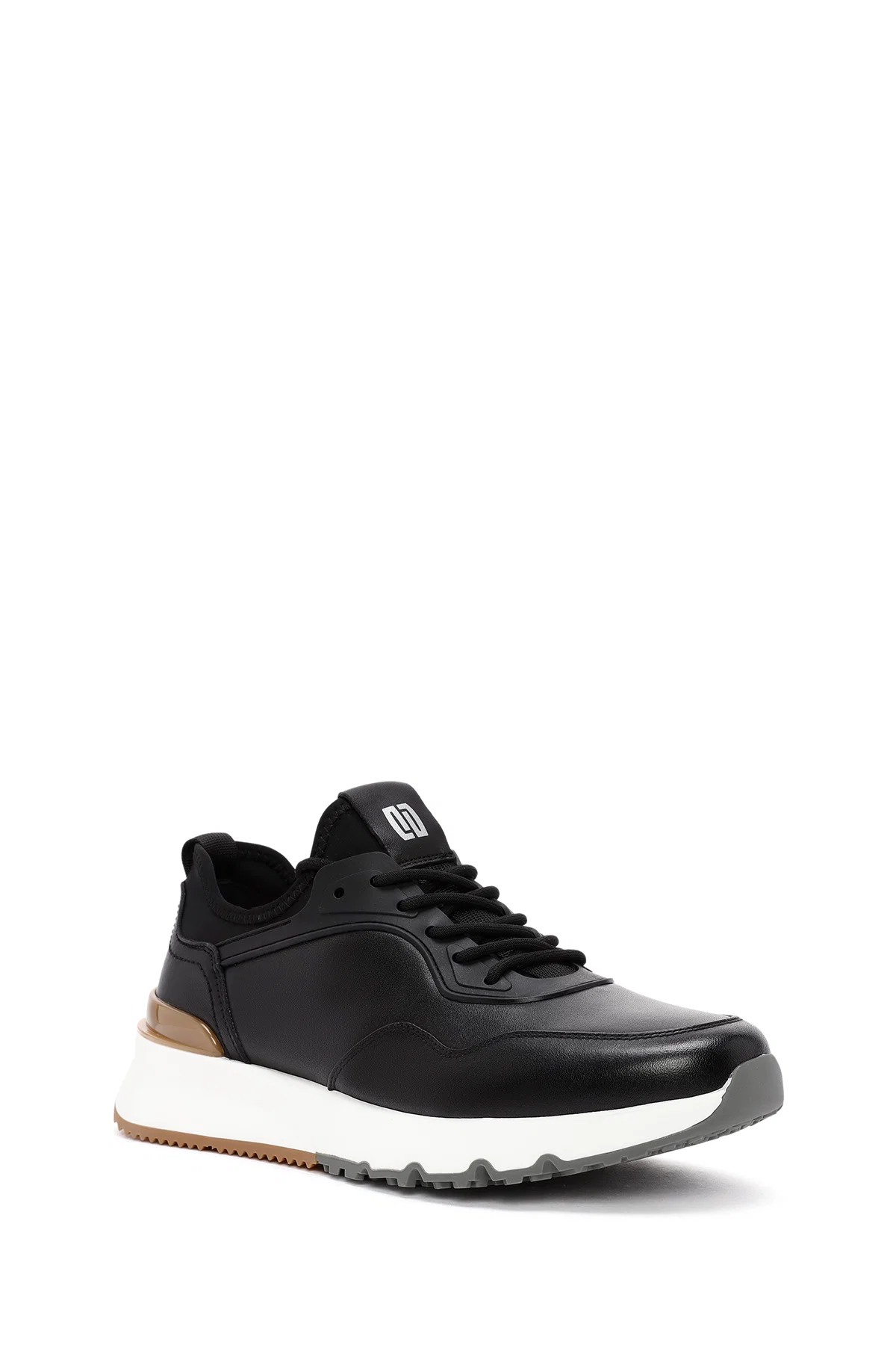 Erkek Siyah Bağcıklı Kalın Tabanlı Deri Casual Sneaker - Image 6