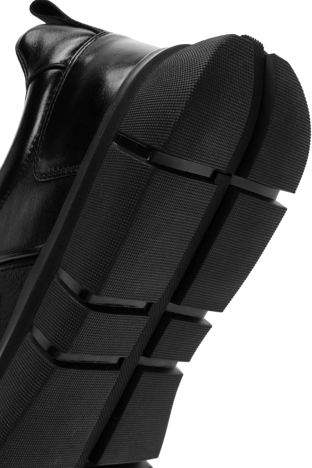 Erkek Siyah Bağcıklı Kalın Tabanlı Deri Casual Sneaker - Image 8