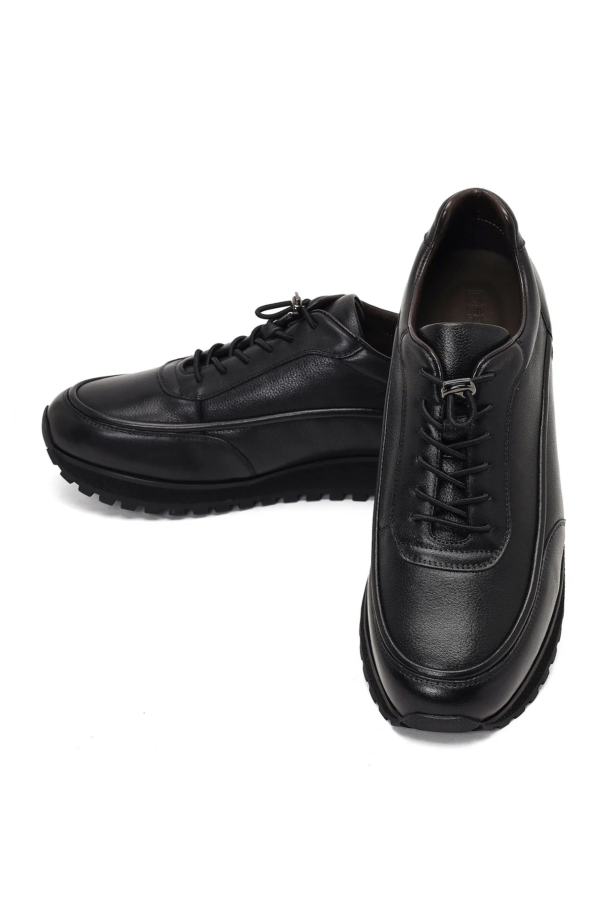 Erkek Siyah Bağcıklı Kalın Tabanlı Deri Casual Sneaker - Image 10