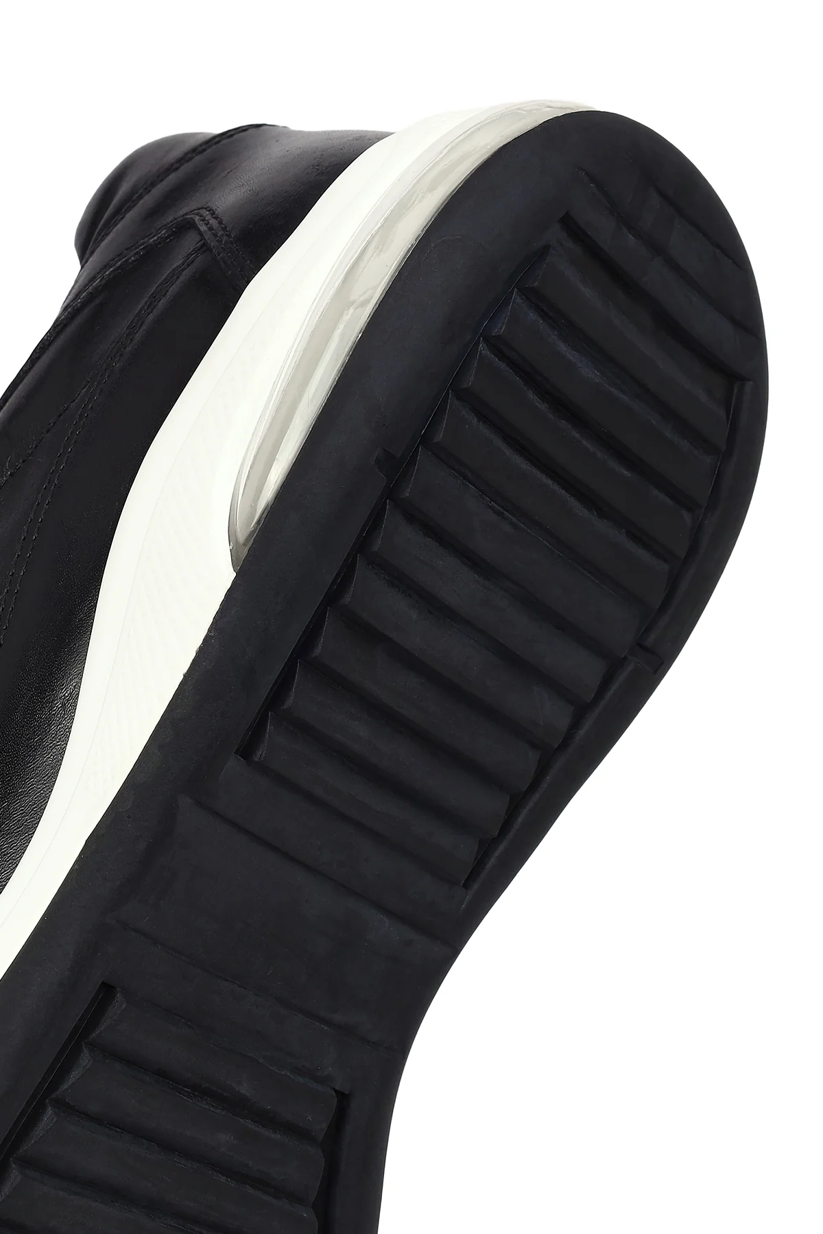 Erkek Siyah Bağcıklı Kalın Tabanlı Deri Casual Sneaker - Image 8