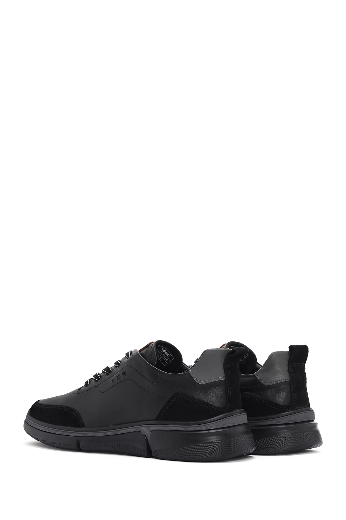 Erkek Siyah Bağcıklı Kalın Tabanlı Deri Sneaker - Image 5