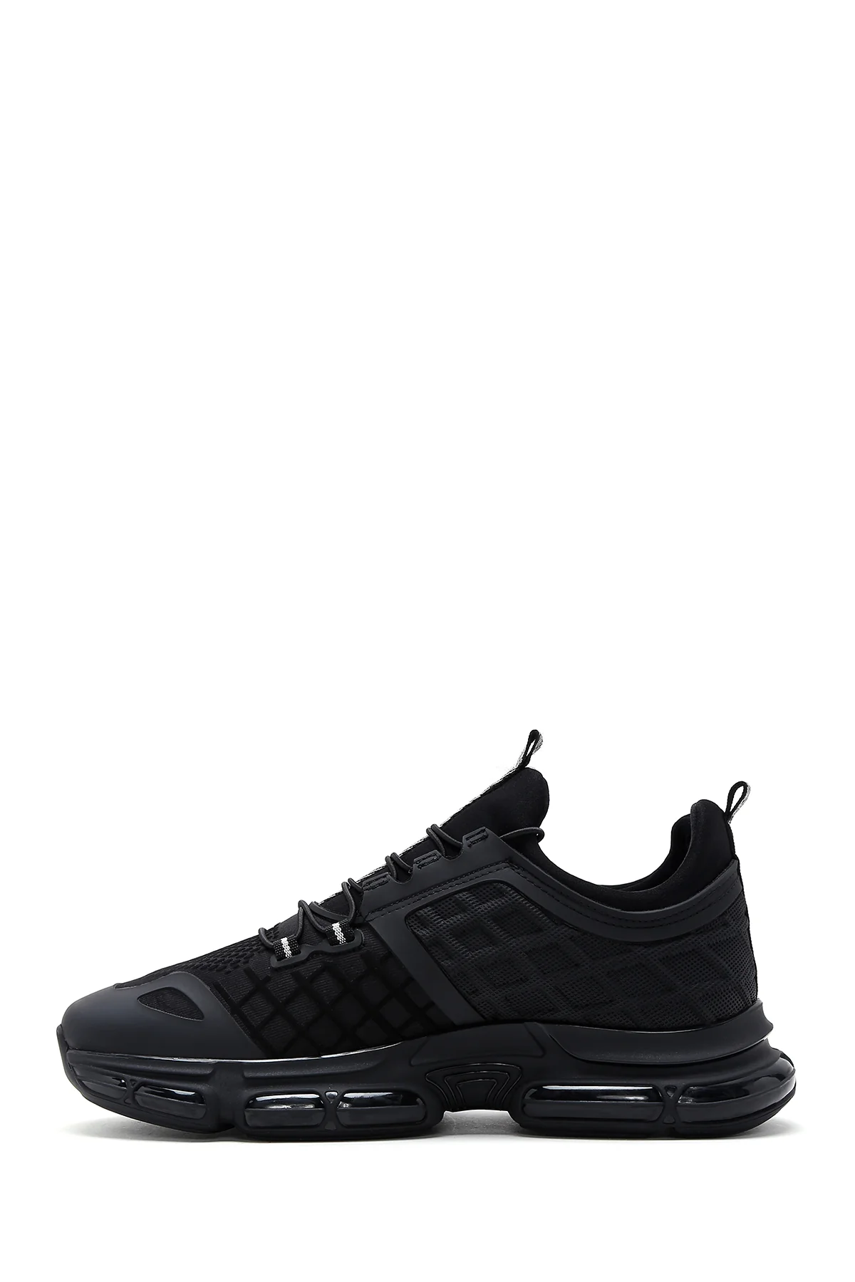 Erkek Siyah Bağcıklı Kalın Tabanlı Deri Sneaker - Image 2