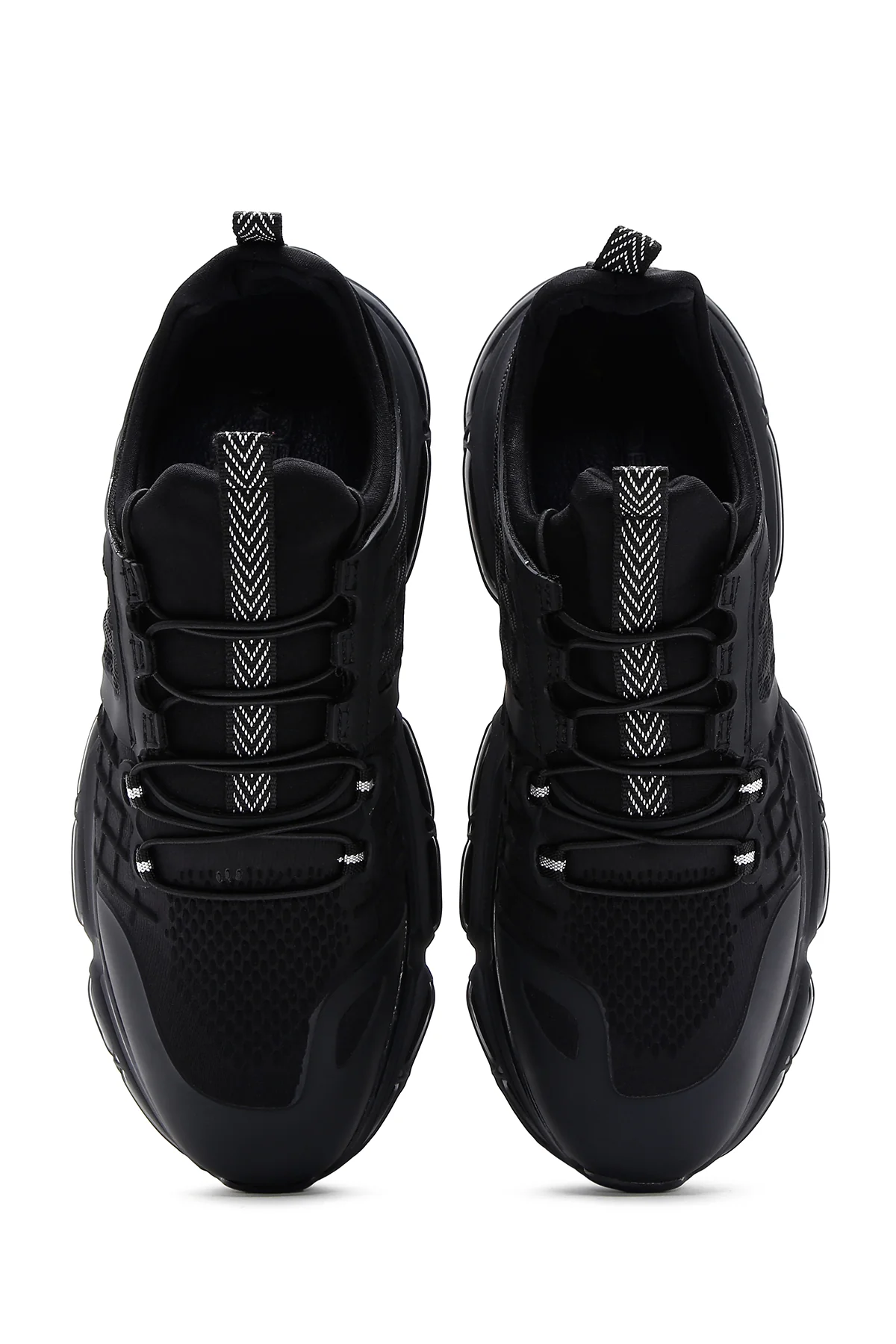 Erkek Siyah Bağcıklı Kalın Tabanlı Deri Sneaker - Image 6