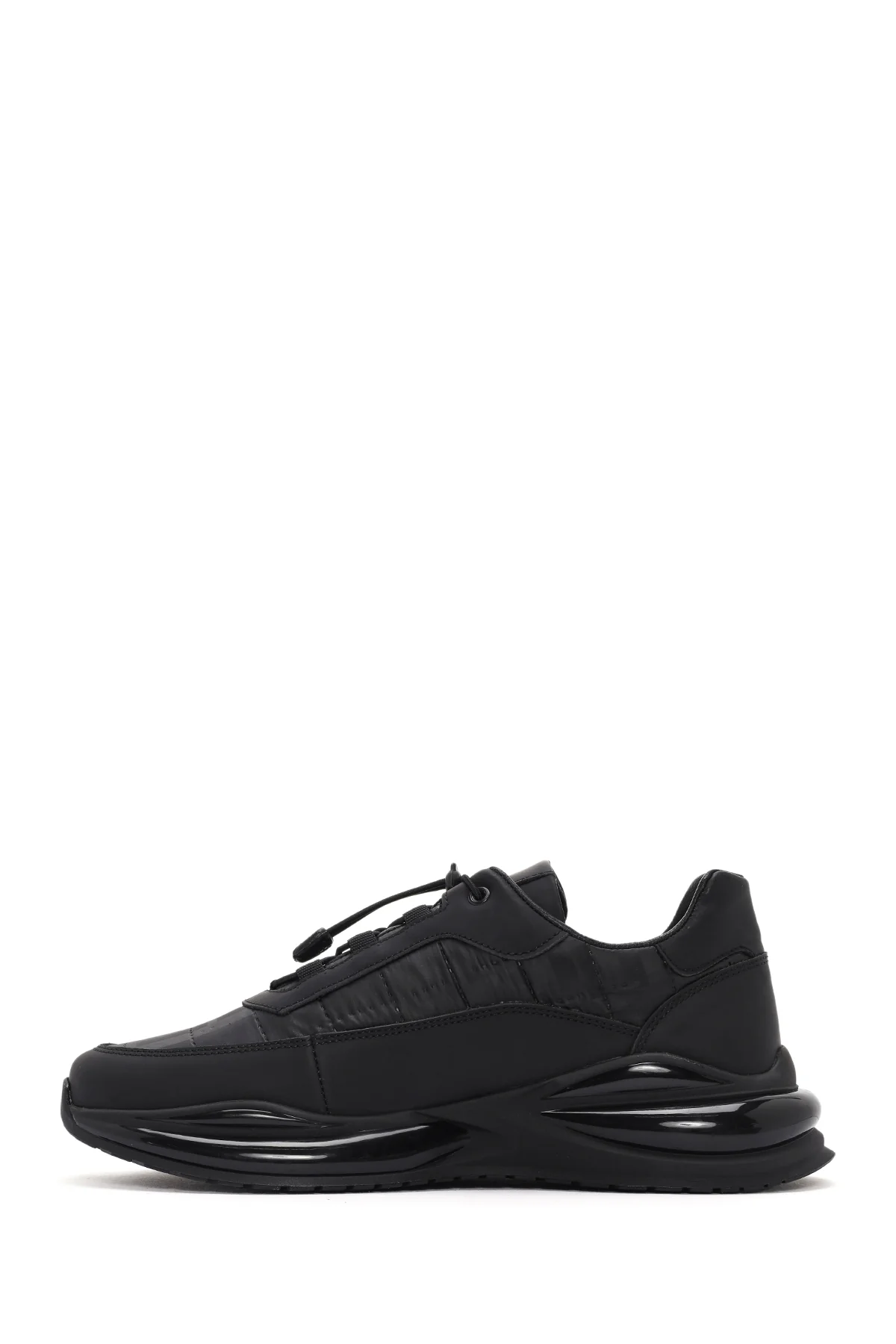 Erkek Siyah Bağcıklı Kalın Tabanlı Deri Sneaker - Image 2