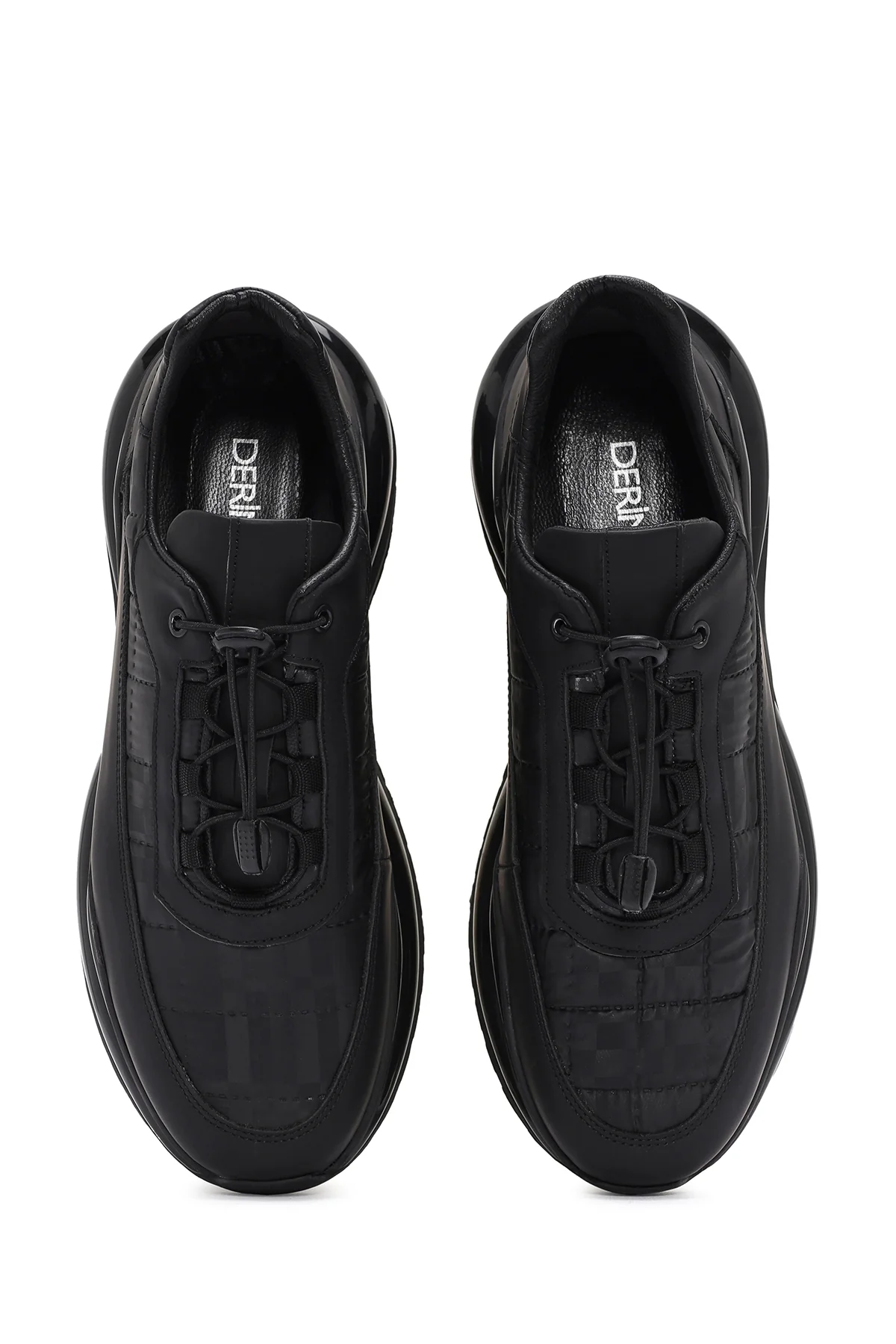 Erkek Siyah Bağcıklı Kalın Tabanlı Deri Sneaker - Image 7