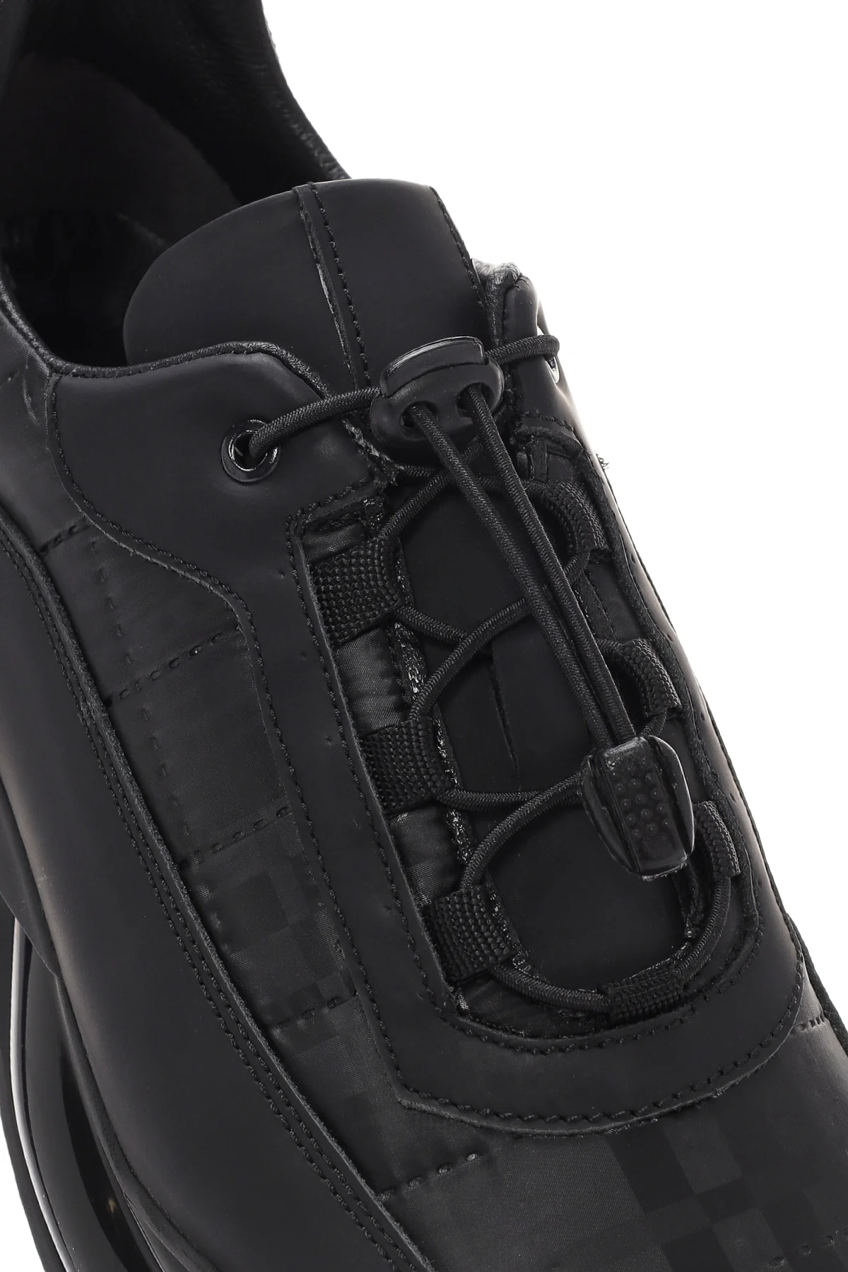 Erkek Siyah Bağcıklı Kalın Tabanlı Deri Sneaker - Image 9