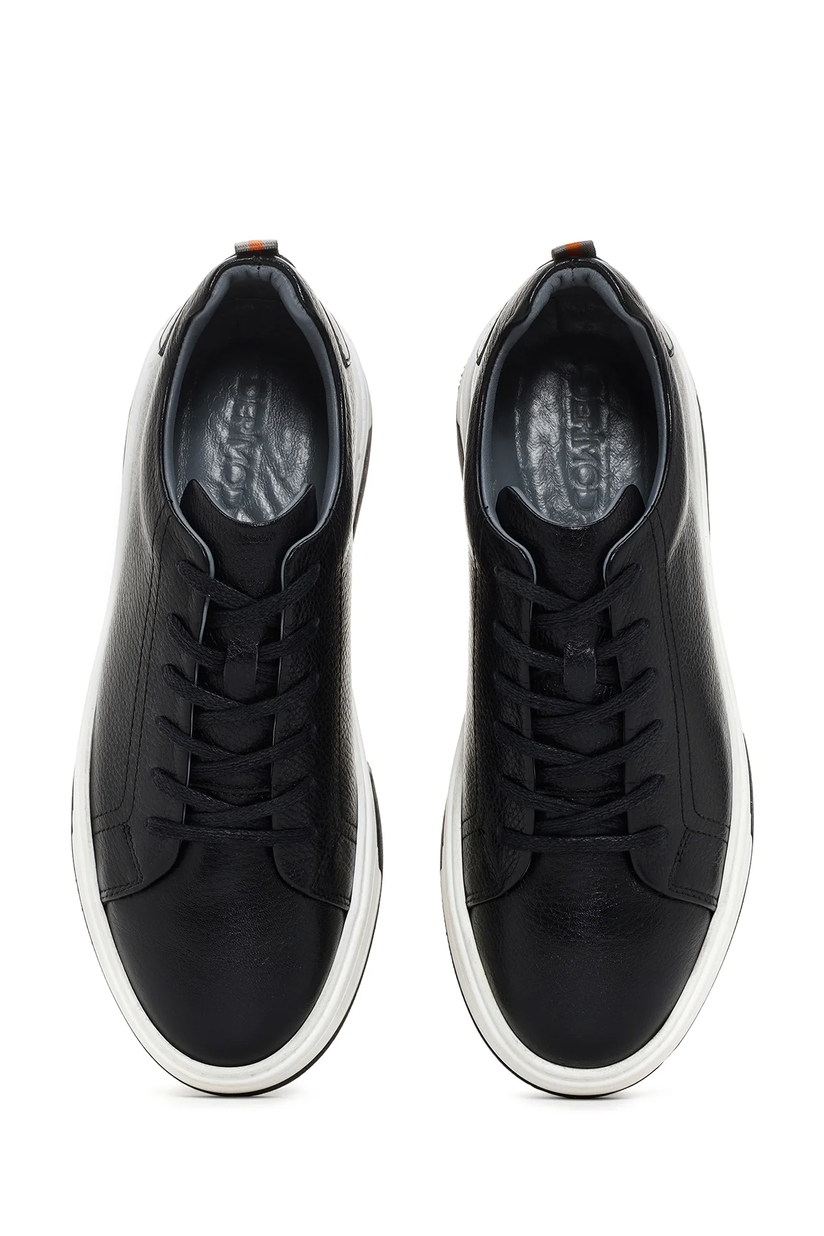 Erkek Siyah Bağcıklı Kalın Tabanlı Deri Sneaker - Image 6