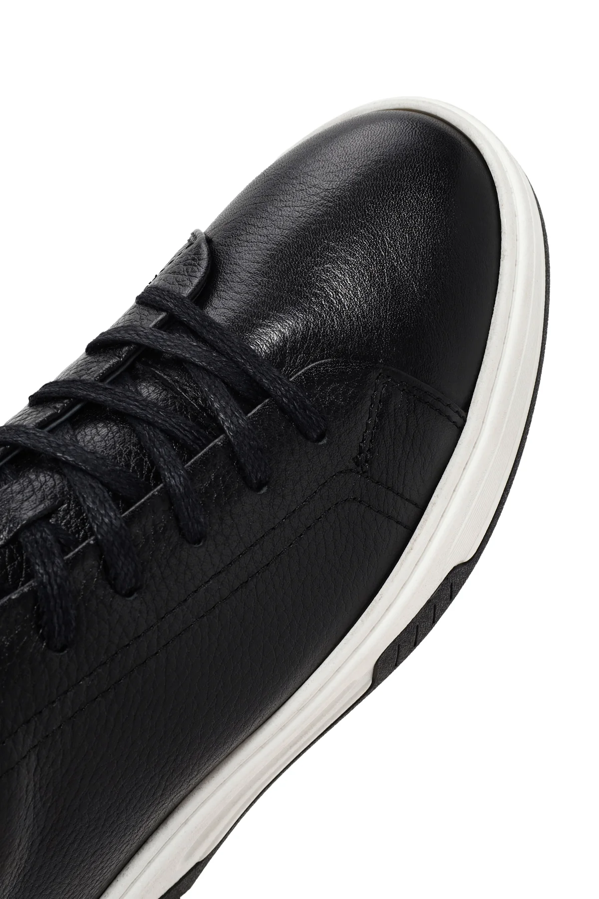 Erkek Siyah Bağcıklı Kalın Tabanlı Deri Sneaker - Image 9