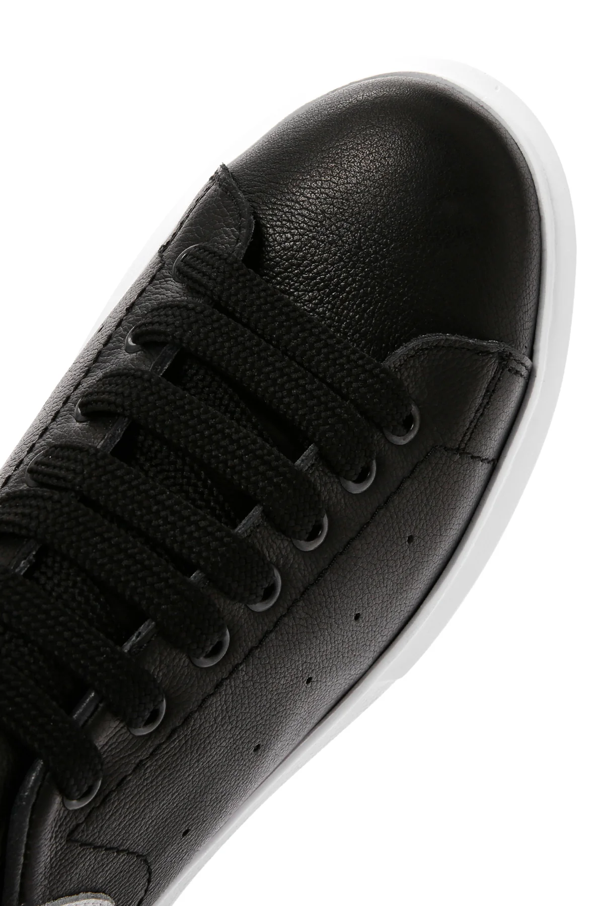 Erkek Siyah Bağcıklı Kalın Tabanlı Deri Sneaker - Image 10