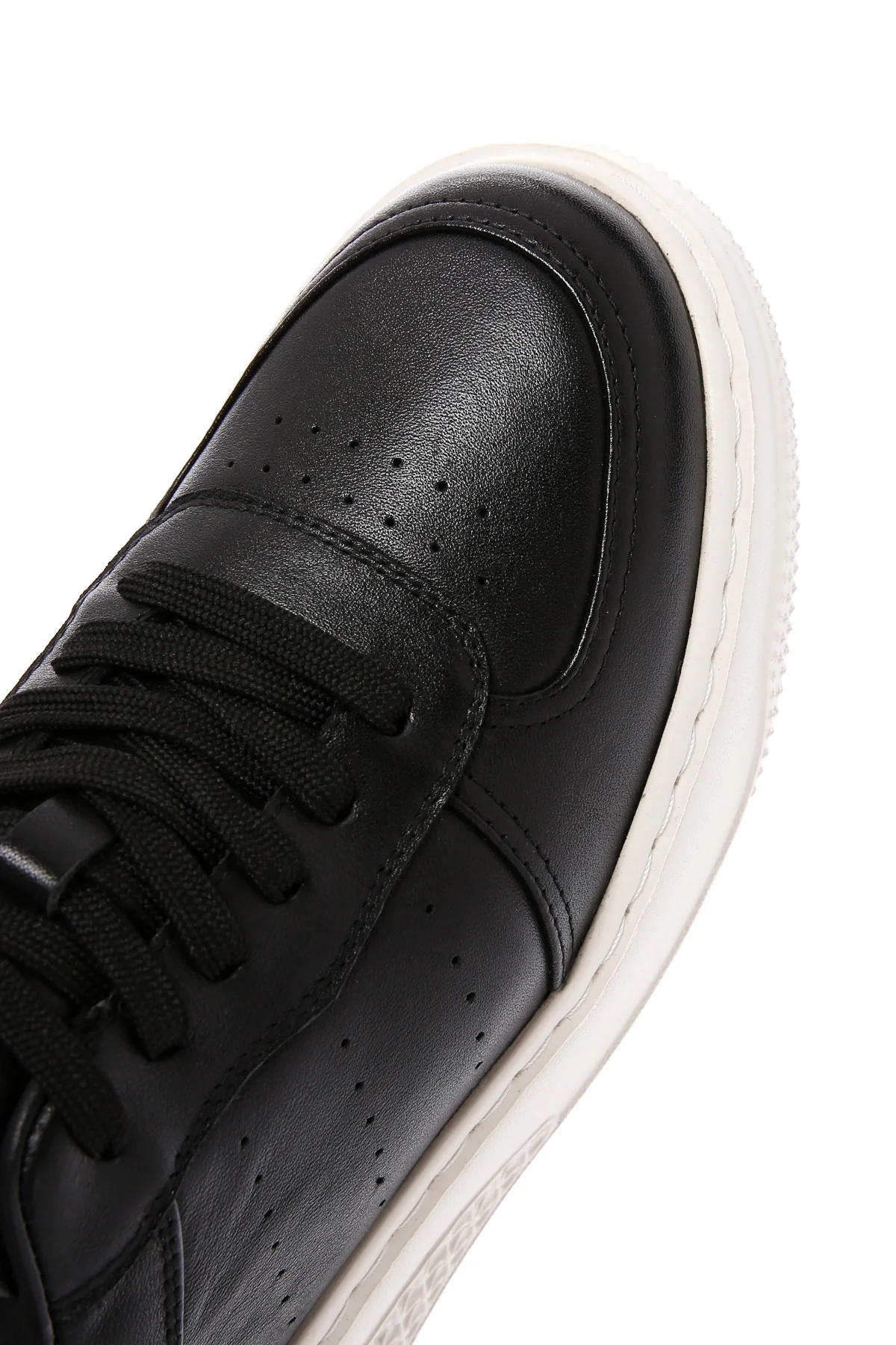 Erkek Siyah Bağcıklı Kalın Tabanlı Deri Sneaker - Image 10