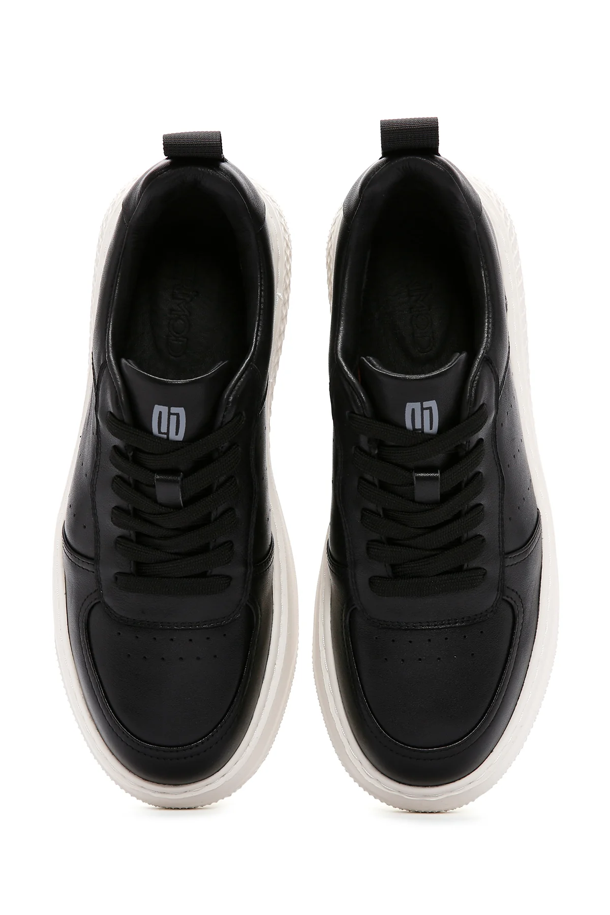 Erkek Siyah Bağcıklı Kalın Tabanlı Deri Sneaker - Image 7