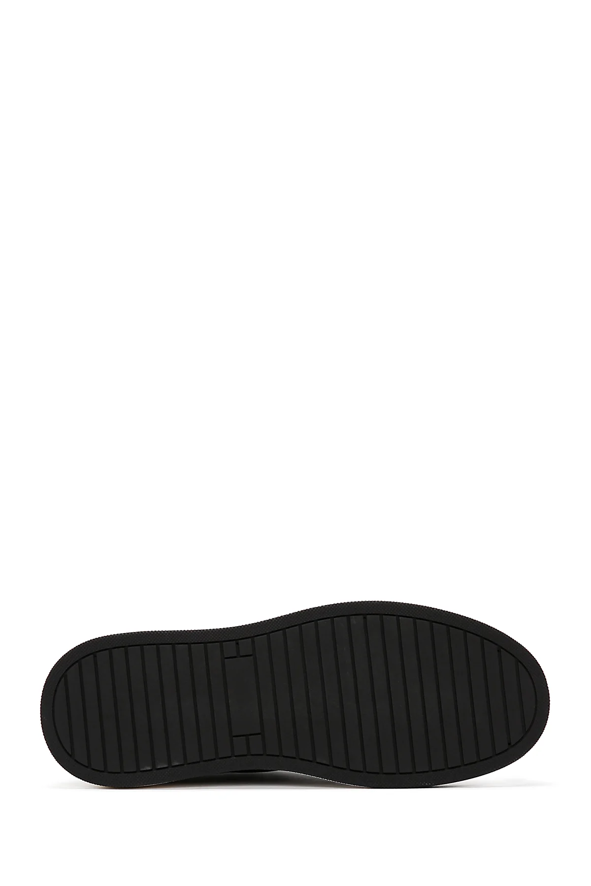 Erkek Siyah Bağcıklı Kalın Tabanlı Deri Sneaker - Image 4