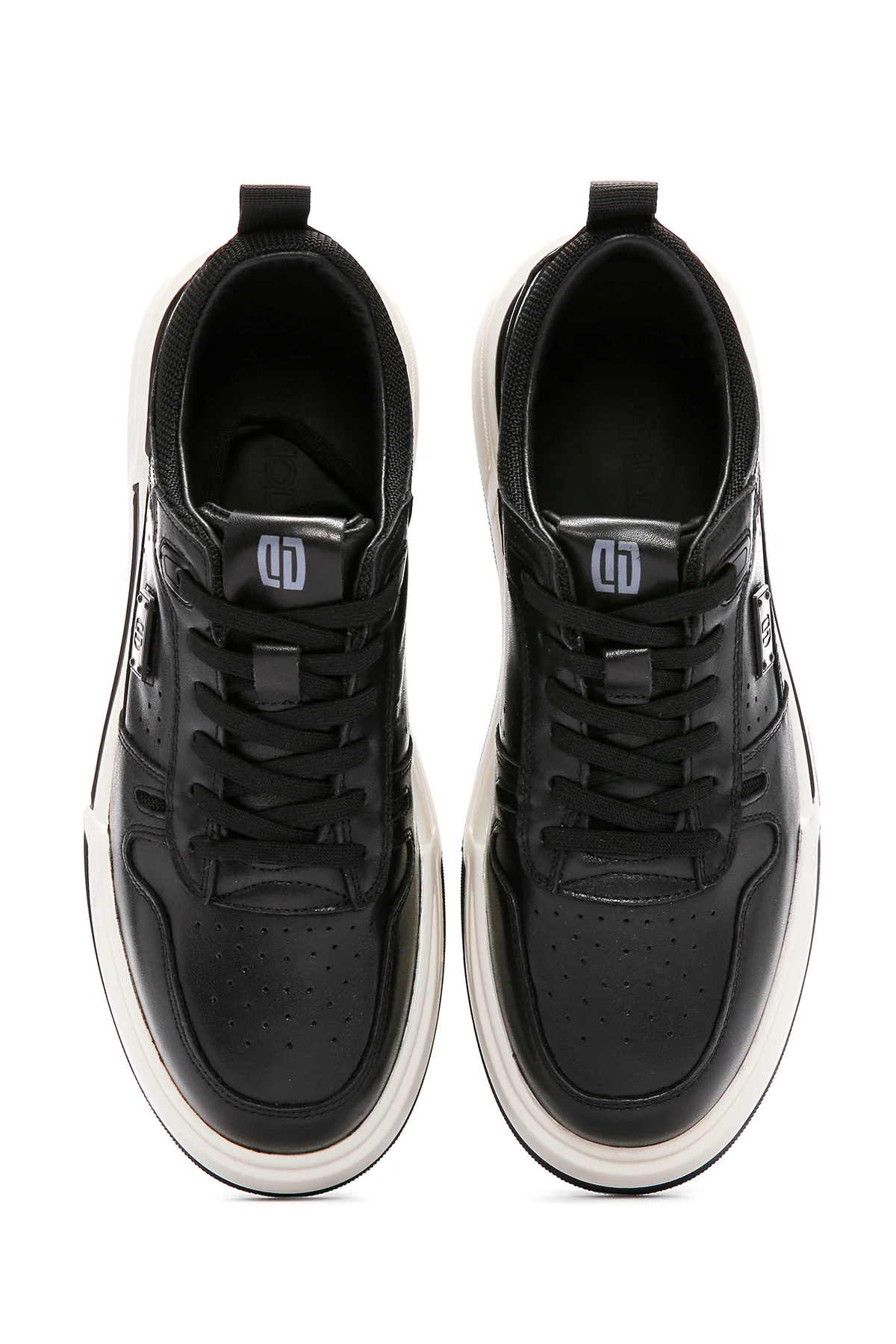 Erkek Siyah Bağcıklı Kalın Tabanlı Deri Sneaker - Image 7