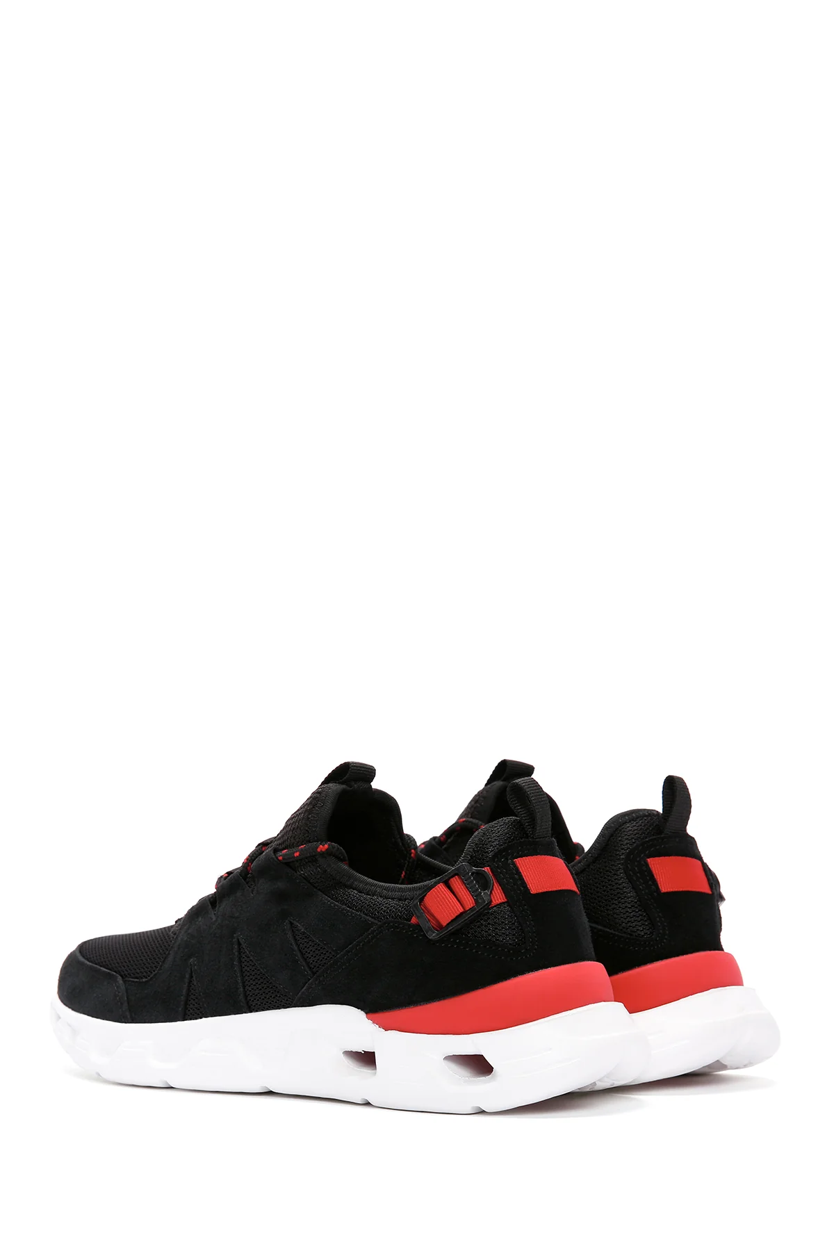 Erkek Siyah Bağcıklı Kalın Tabanlı Deri Sneaker - Image 5