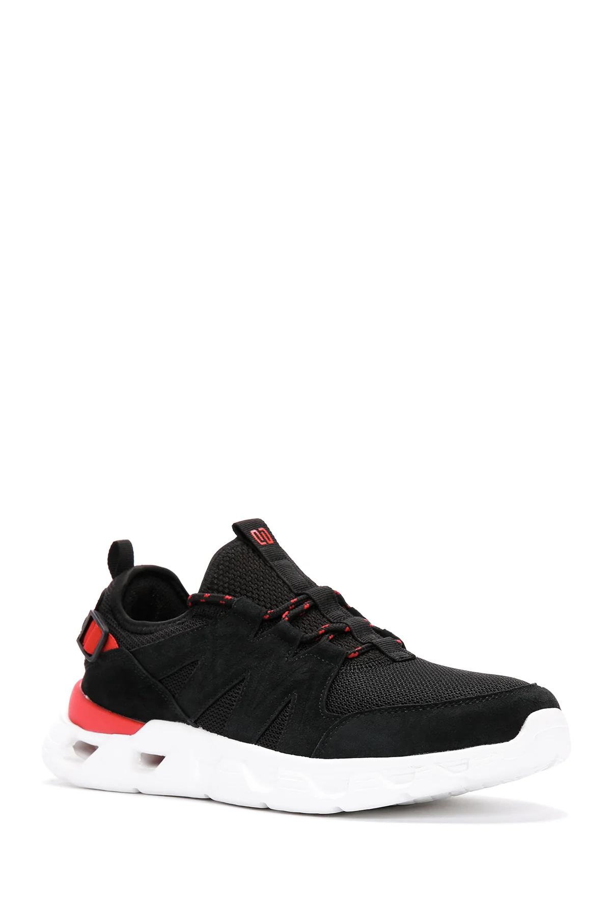 Erkek Siyah Bağcıklı Kalın Tabanlı Deri Sneaker - Image 6