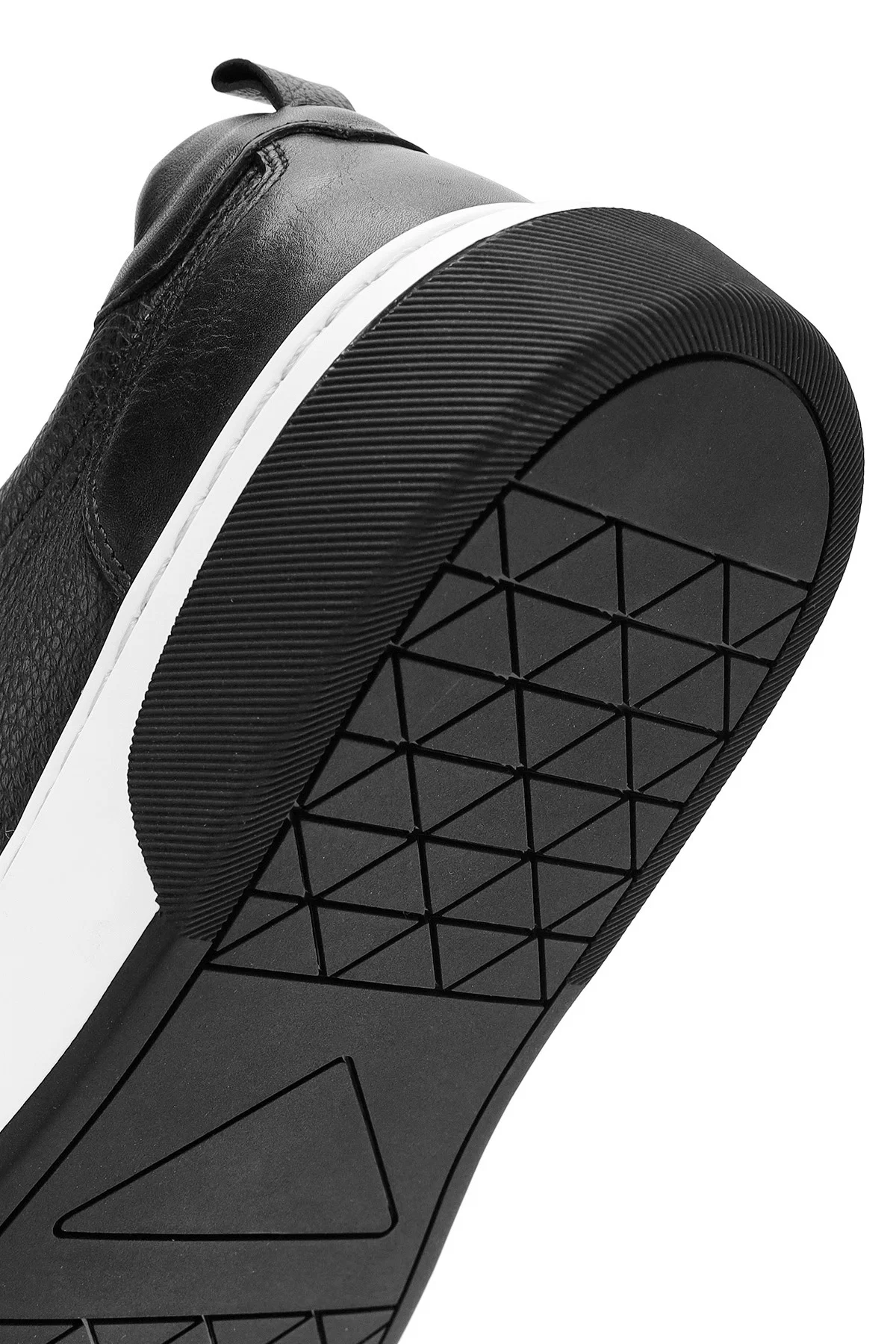 Erkek Siyah Bağcıklı Kalın Tabanlı Deri Sneaker - Image 8