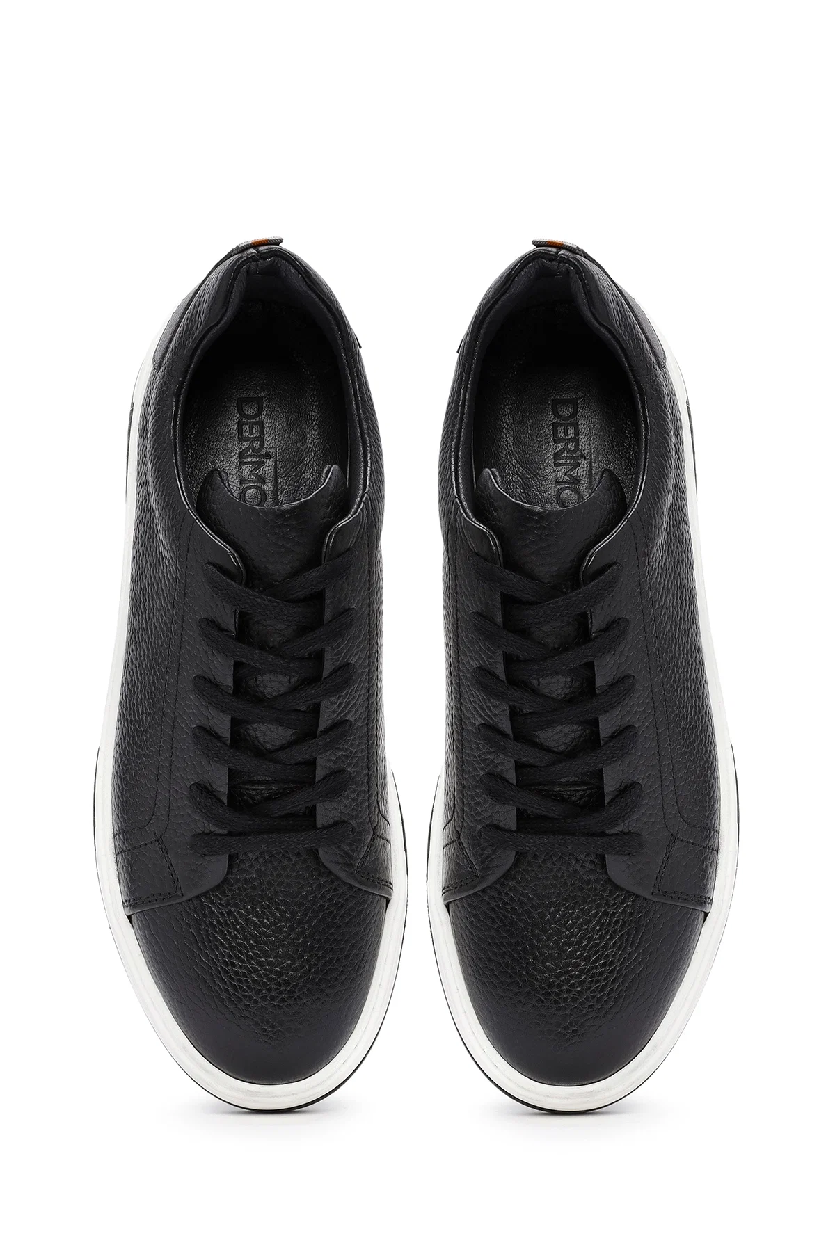 Erkek Siyah Bağcıklı Kalın Tabanlı Deri Sneaker - Image 7