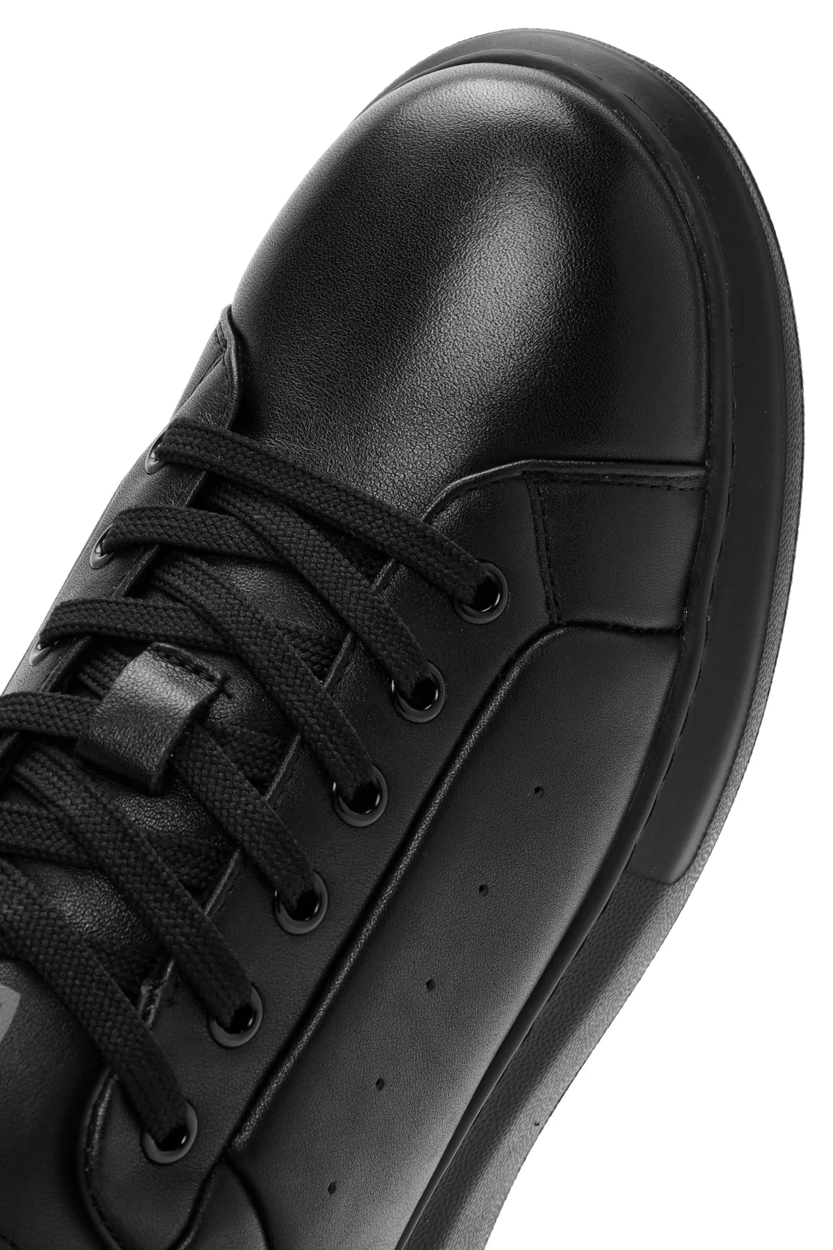 Erkek Siyah Bağcıklı Kalın Tabanlı Deri Sneaker - Image 10