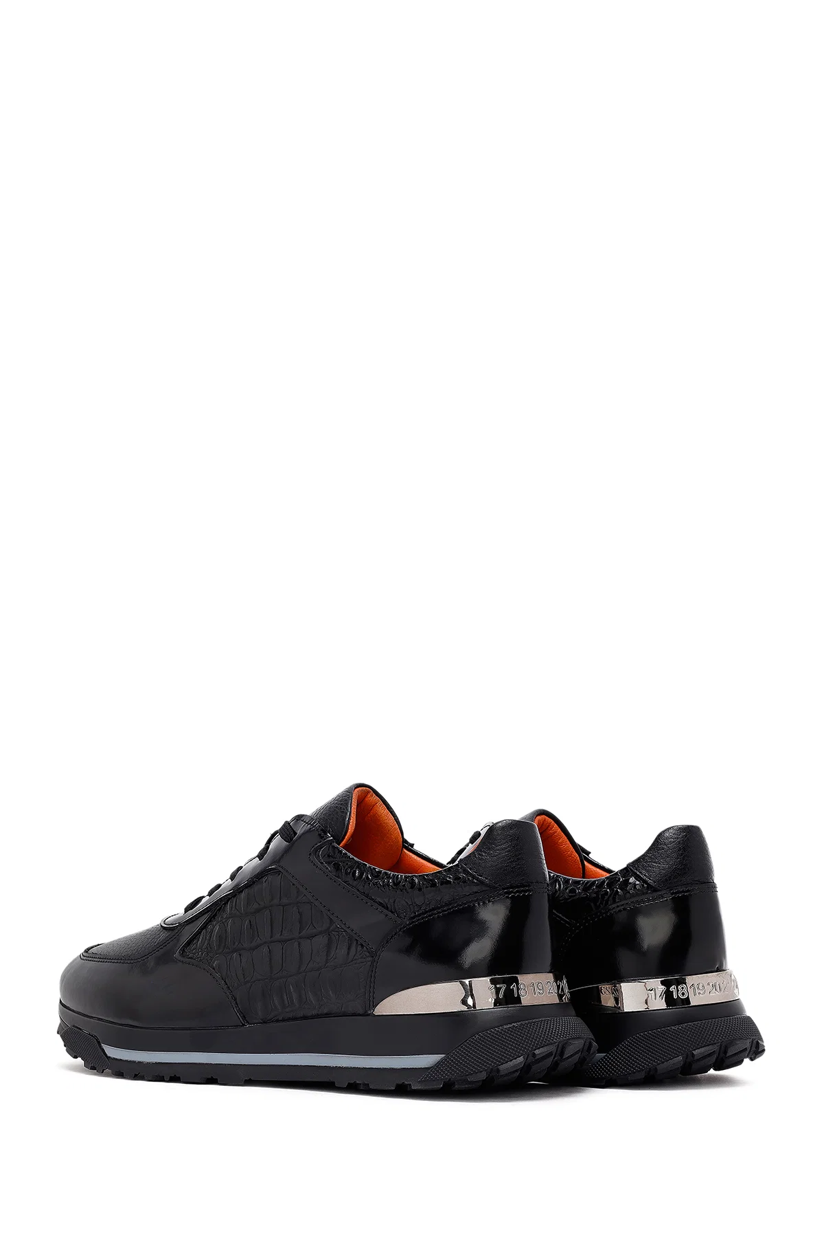 Erkek Siyah Bağcıklı Kalın Tabanlı Deri Sneaker - Image 5
