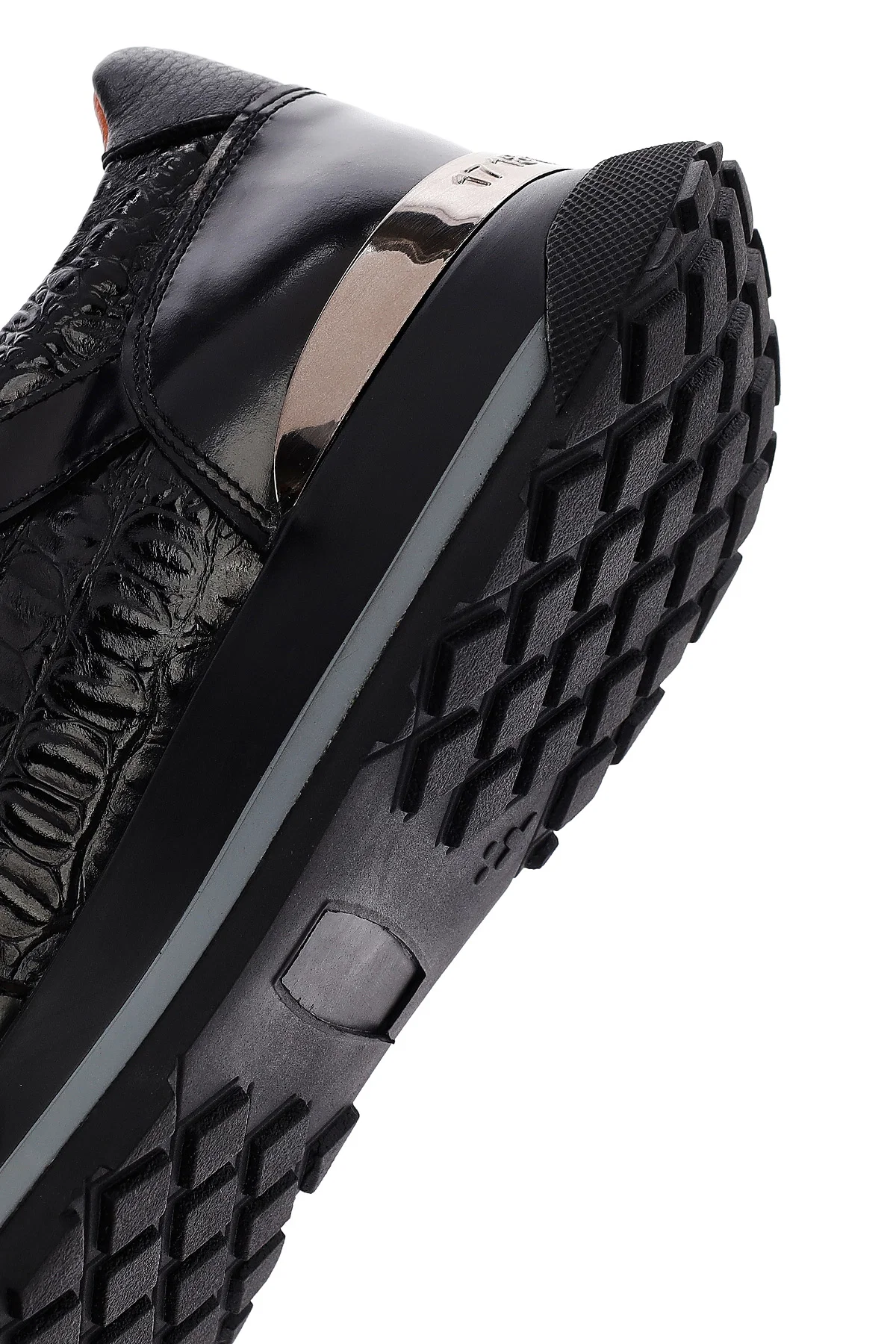 Erkek Siyah Bağcıklı Kalın Tabanlı Deri Sneaker - Image 8