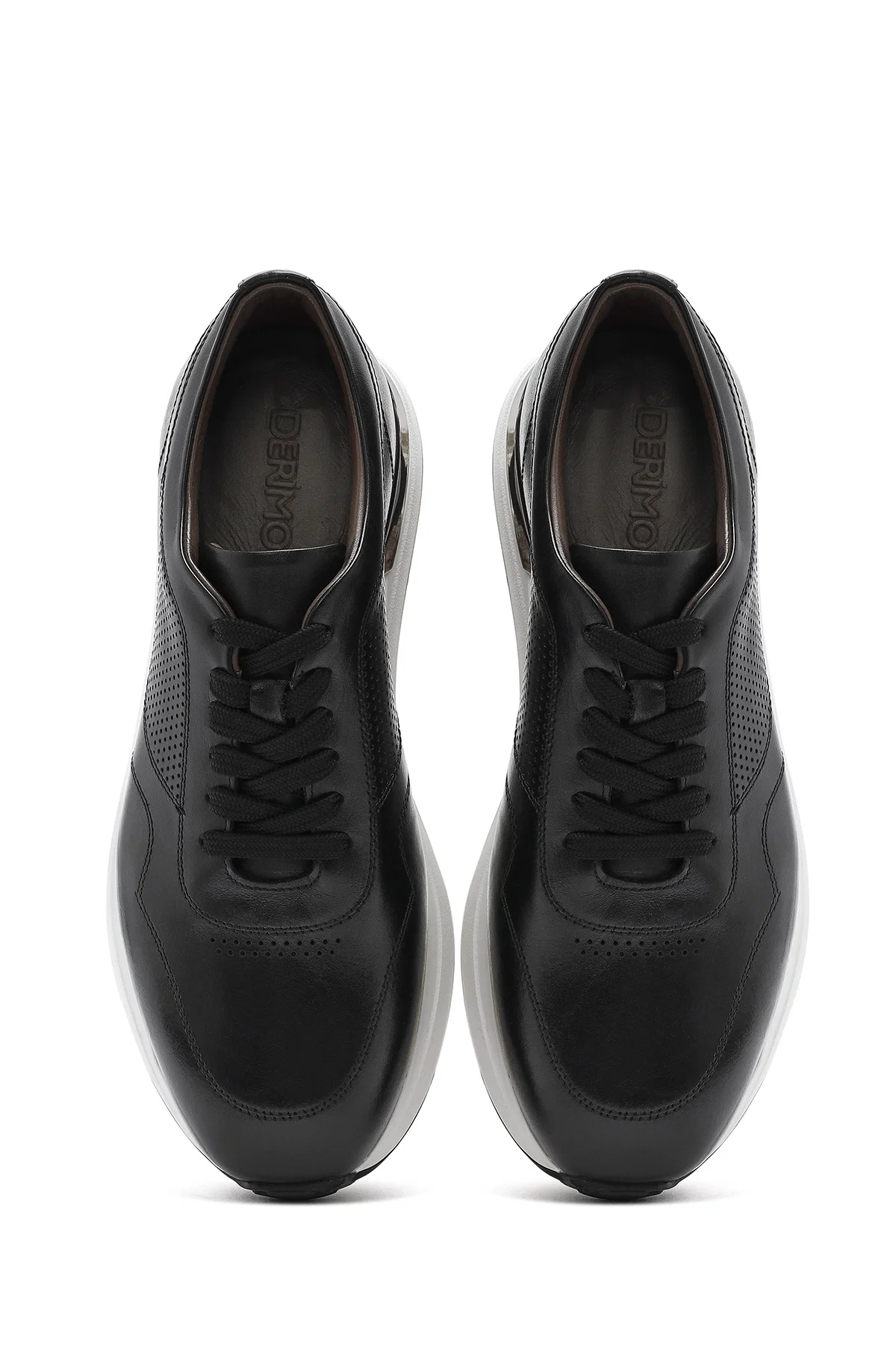 Erkek Siyah Bağcıklı Kalın Tabanlı Deri Sneaker - Image 7