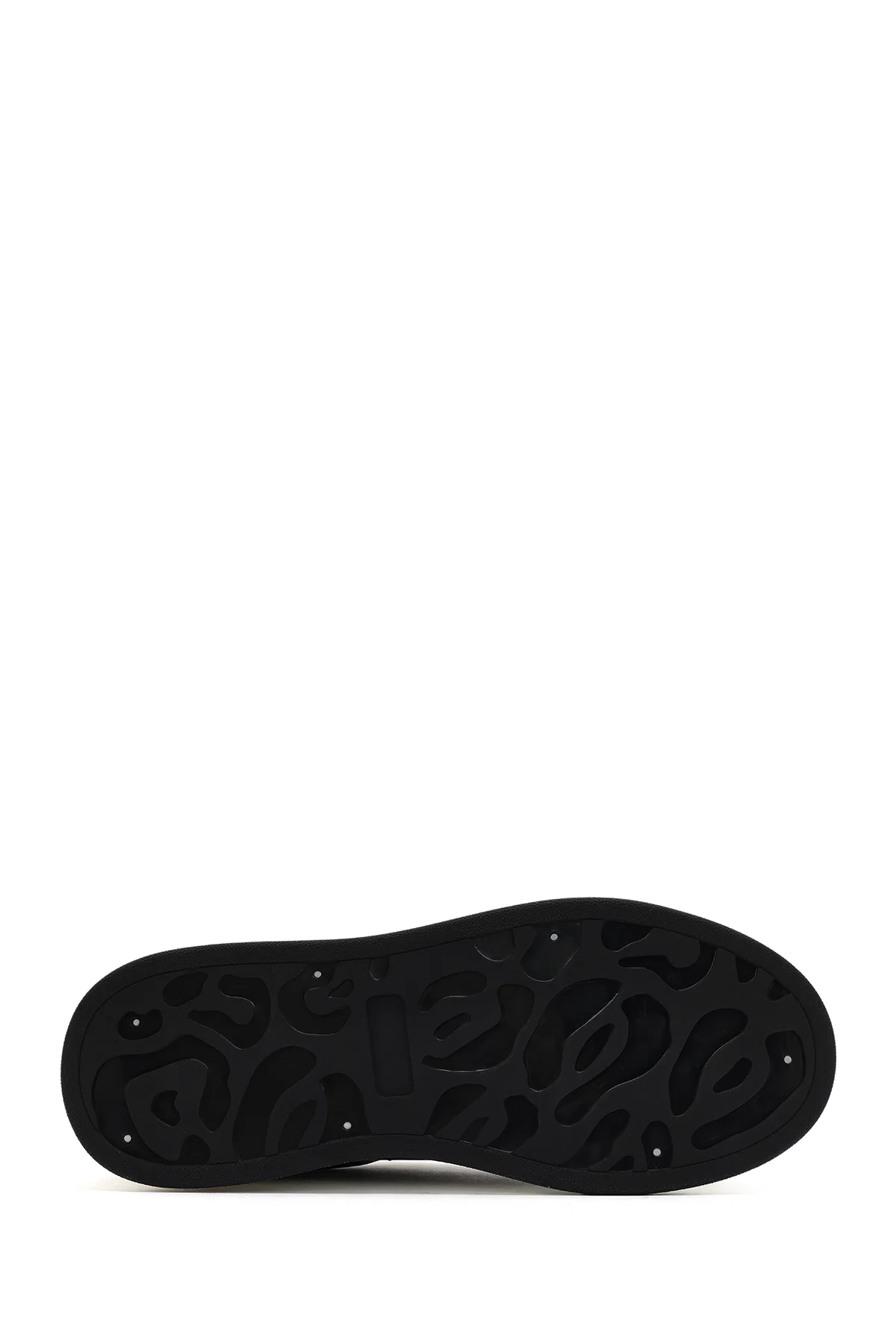 Erkek Siyah Bağcıklı Kalın Tabanlı Deri Sneaker - Image 4