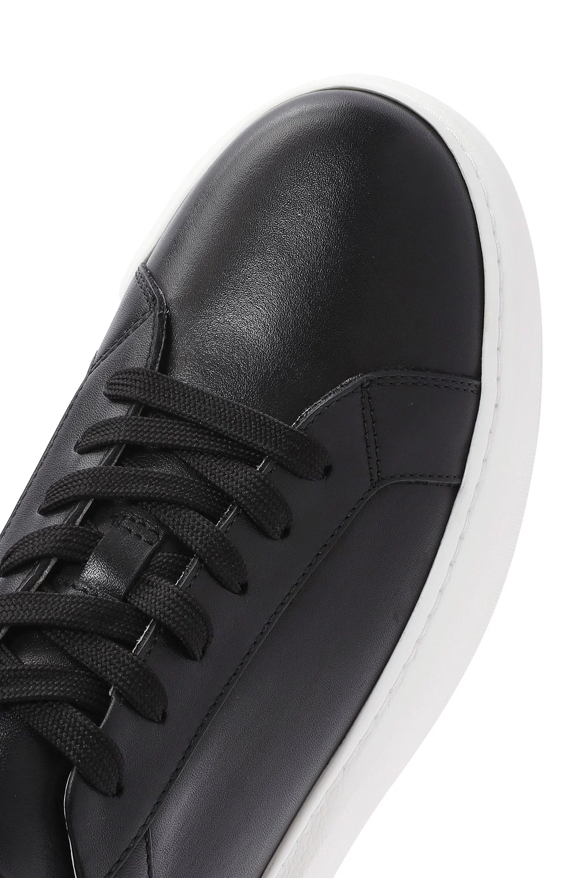 Erkek Siyah Bağcıklı Kalın Tabanlı Deri Sneaker - Image 8