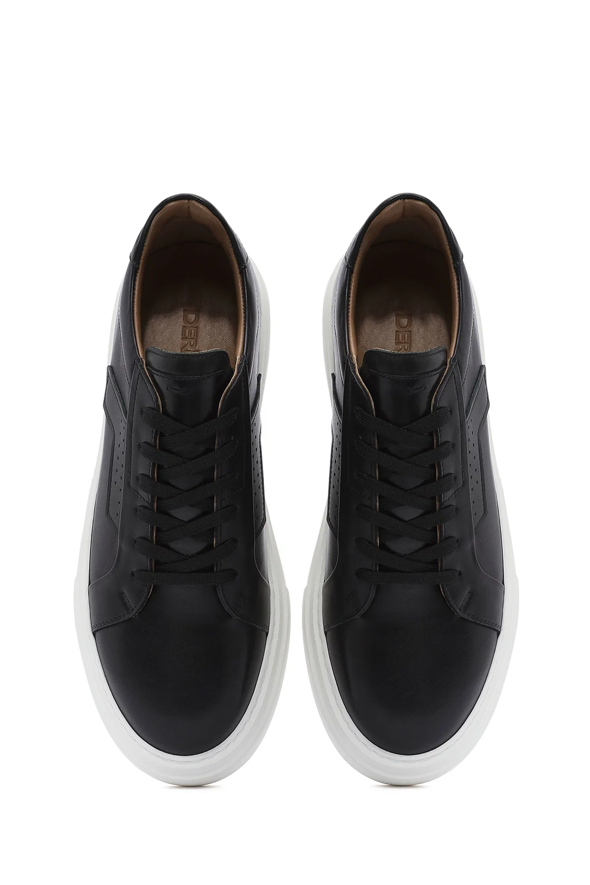 Erkek Siyah Bağcıklı Kalın Tabanlı Deri Sneaker - Image 7