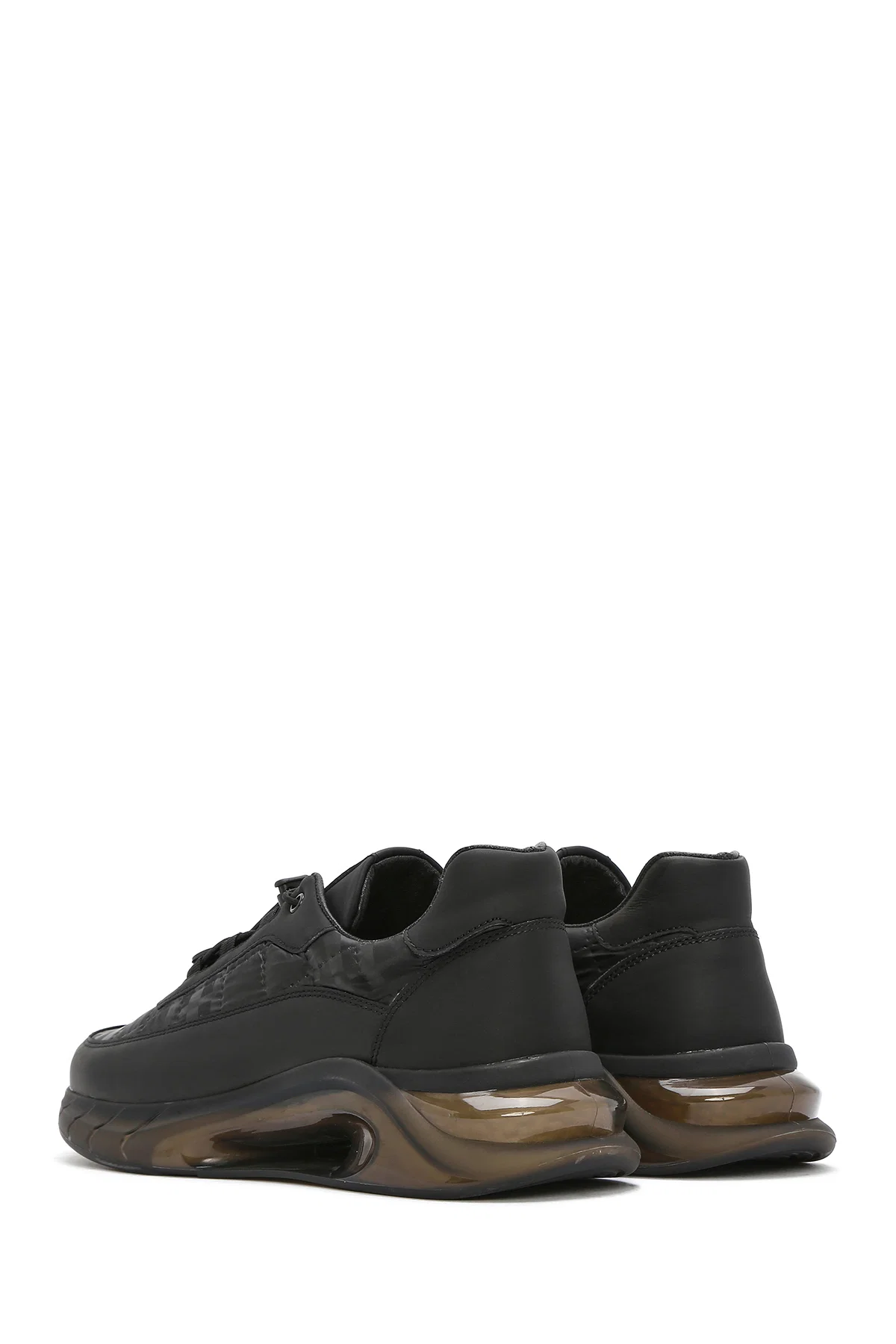 Erkek Siyah Bağcıklı Kalın Tabanlı Deri Sneaker - Image 5