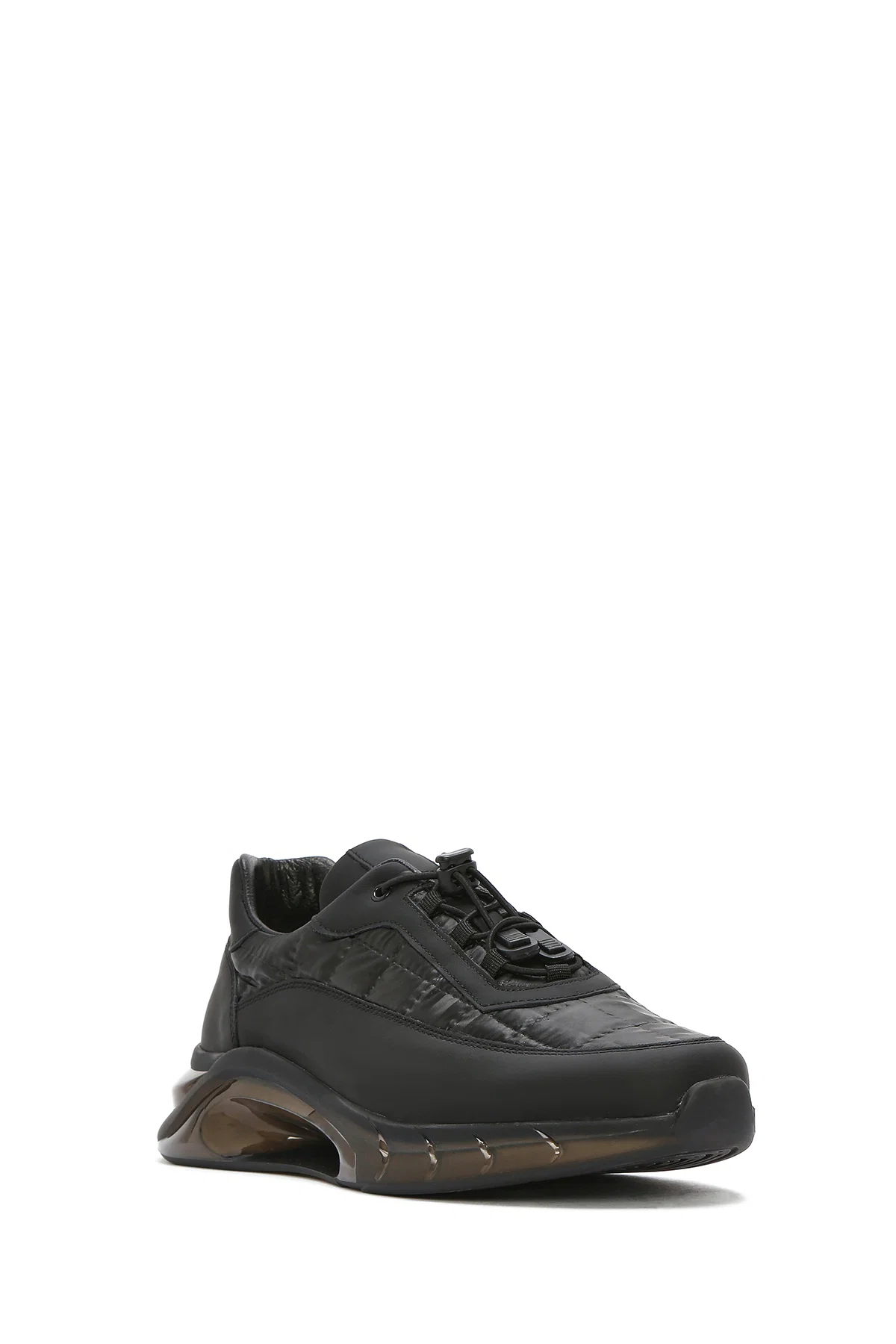 Erkek Siyah Bağcıklı Kalın Tabanlı Deri Sneaker - Image 6