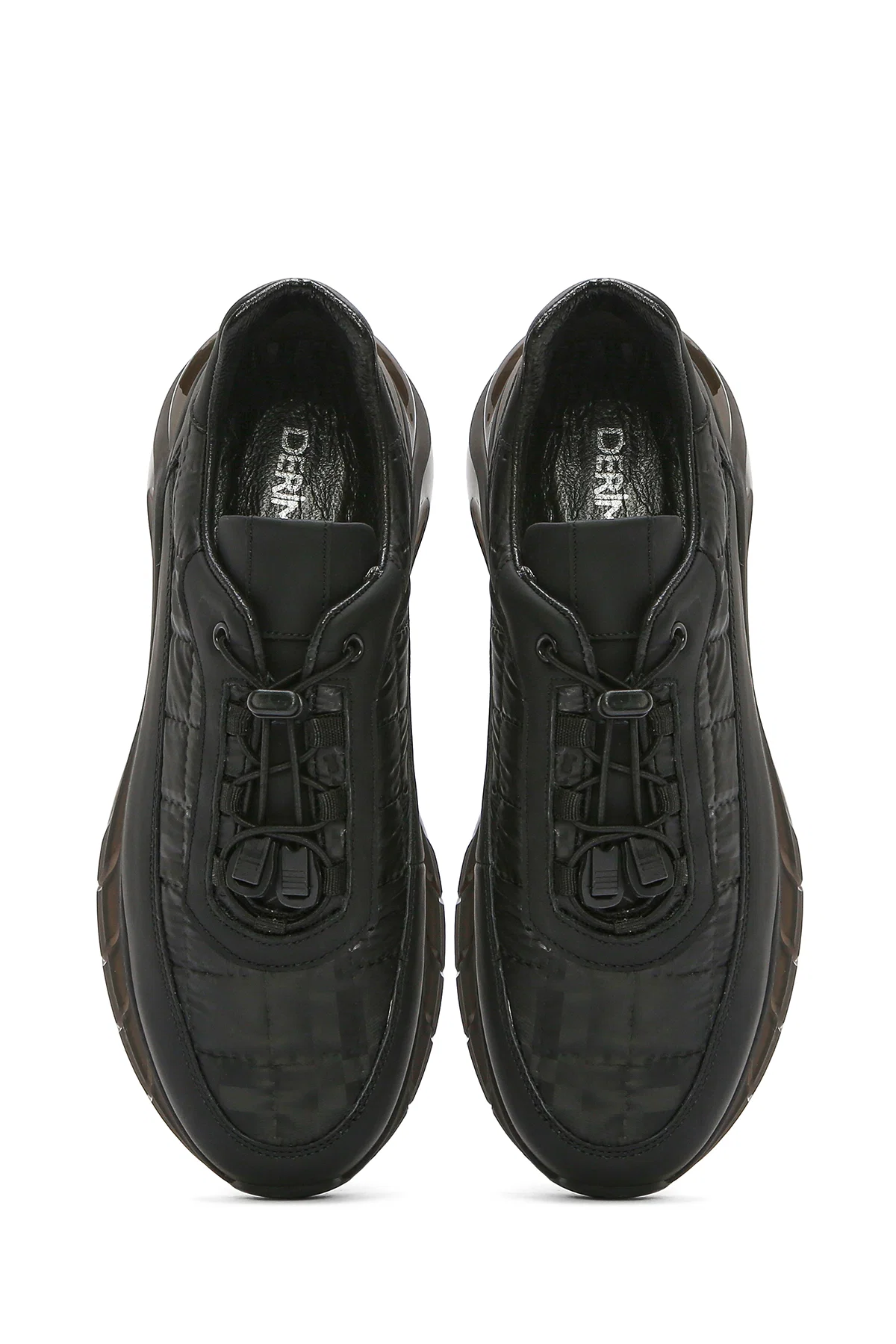 Erkek Siyah Bağcıklı Kalın Tabanlı Deri Sneaker - Image 7