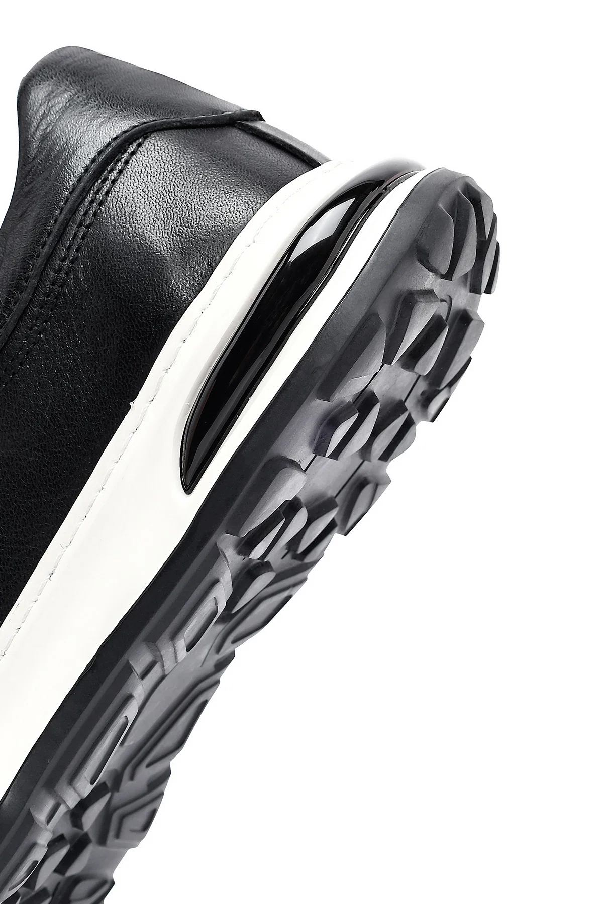 Erkek Siyah Bağcıklı Kalın Tabanlı Deri Sneaker - Image 8