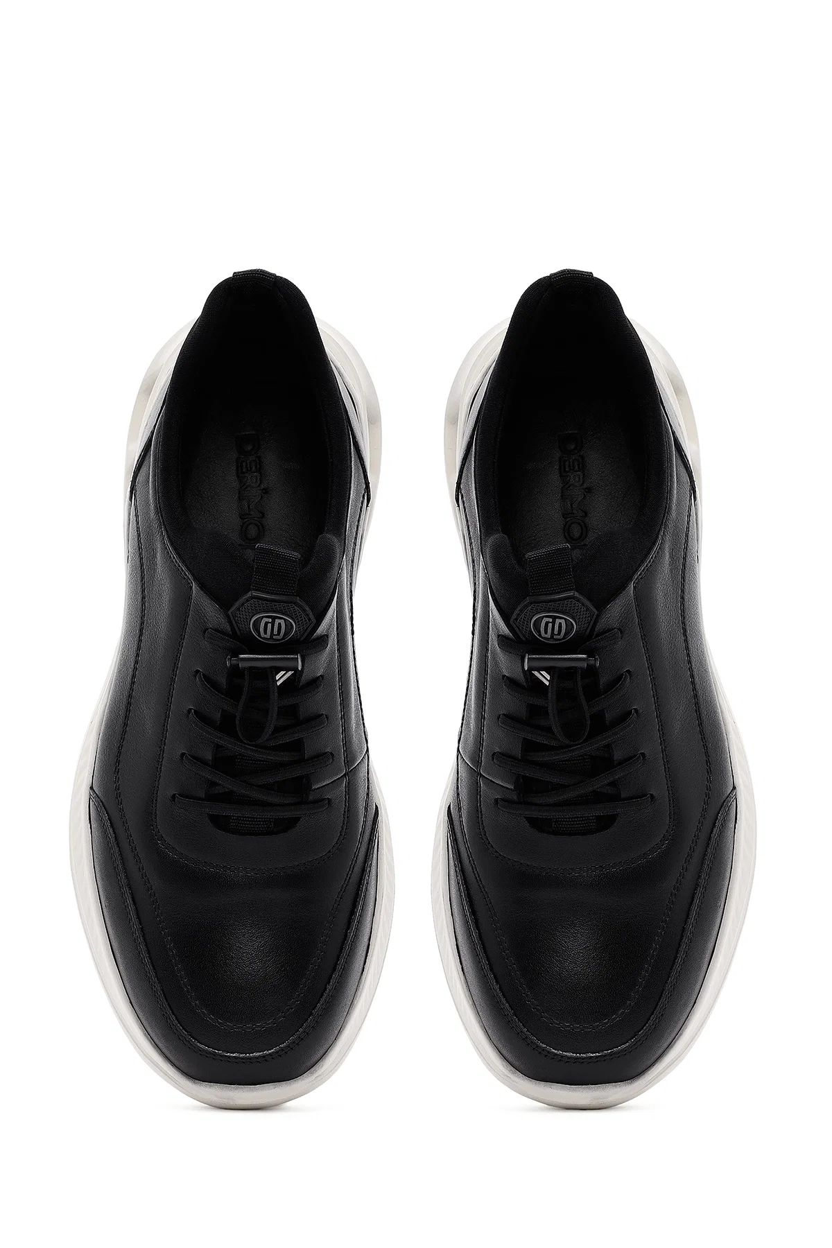 Erkek Siyah Bağcıklı Kalın Tabanlı Deri Sneaker - Image 7