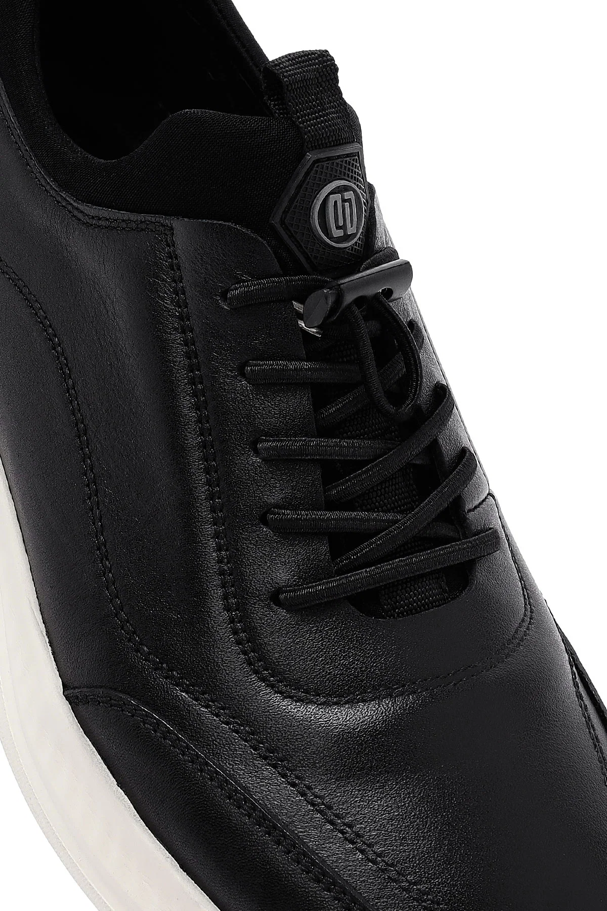 Erkek Siyah Bağcıklı Kalın Tabanlı Deri Sneaker - Image 9