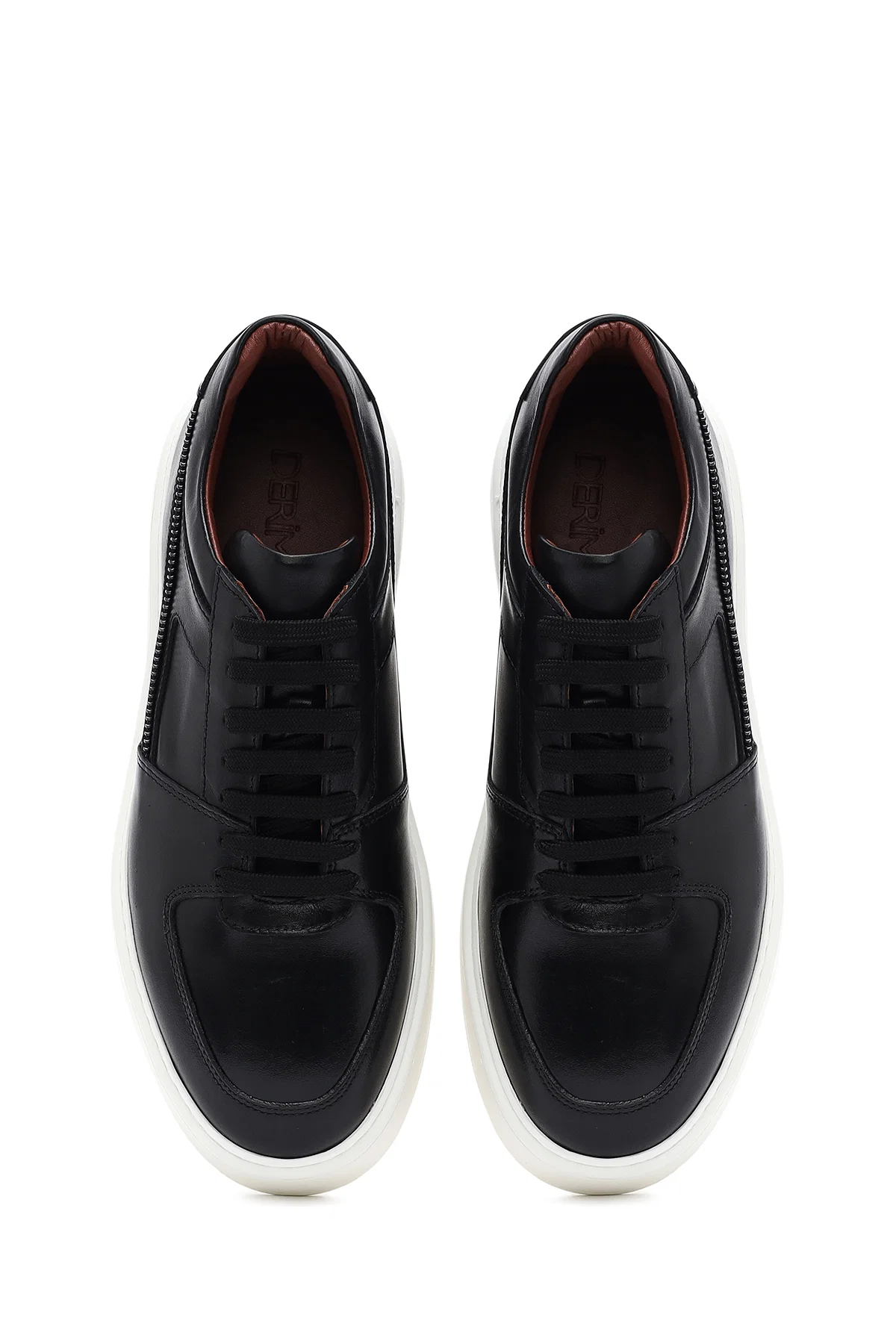 Erkek Siyah Bağcıklı Kalın Tabanlı Deri Sneaker - Image 7