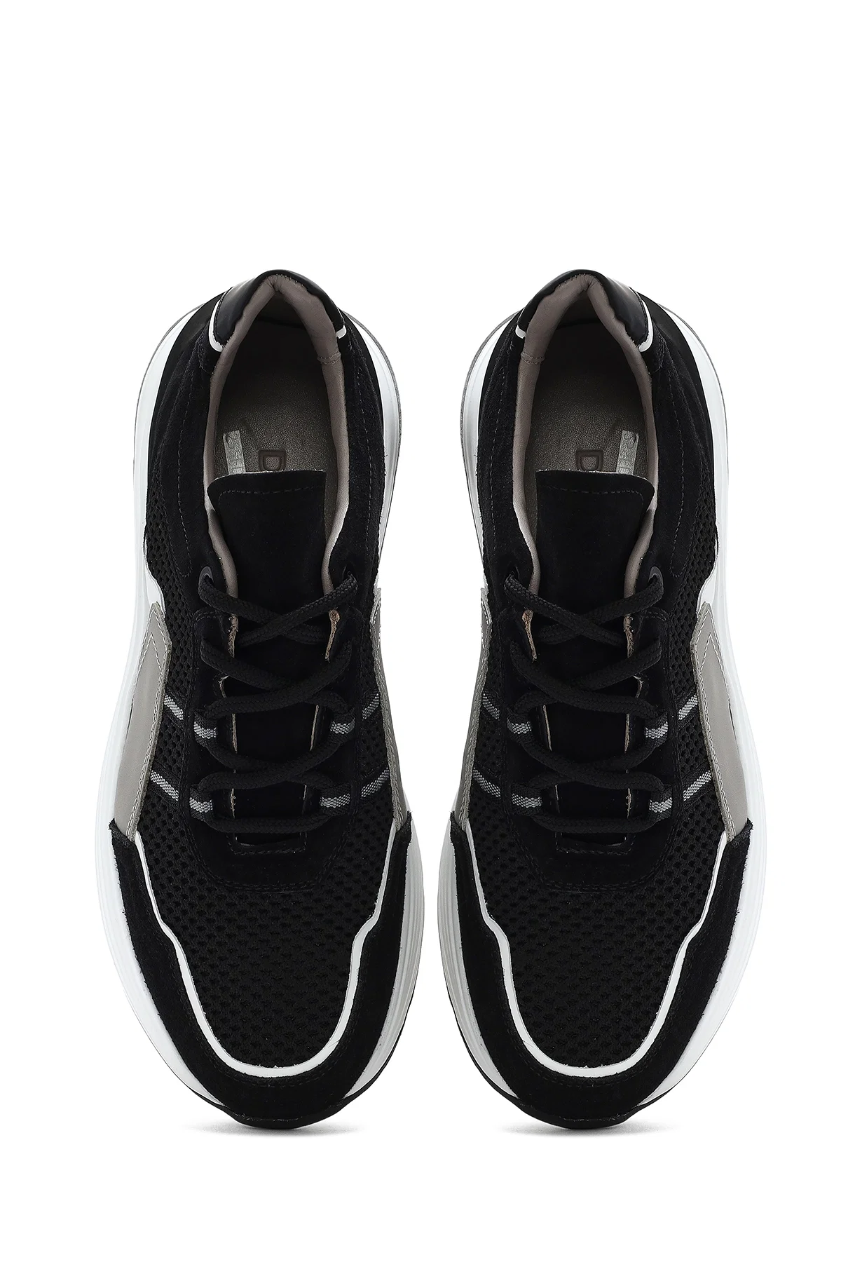 Erkek Siyah Bağcıklı Kalın Tabanlı Deri Sneaker - Image 7