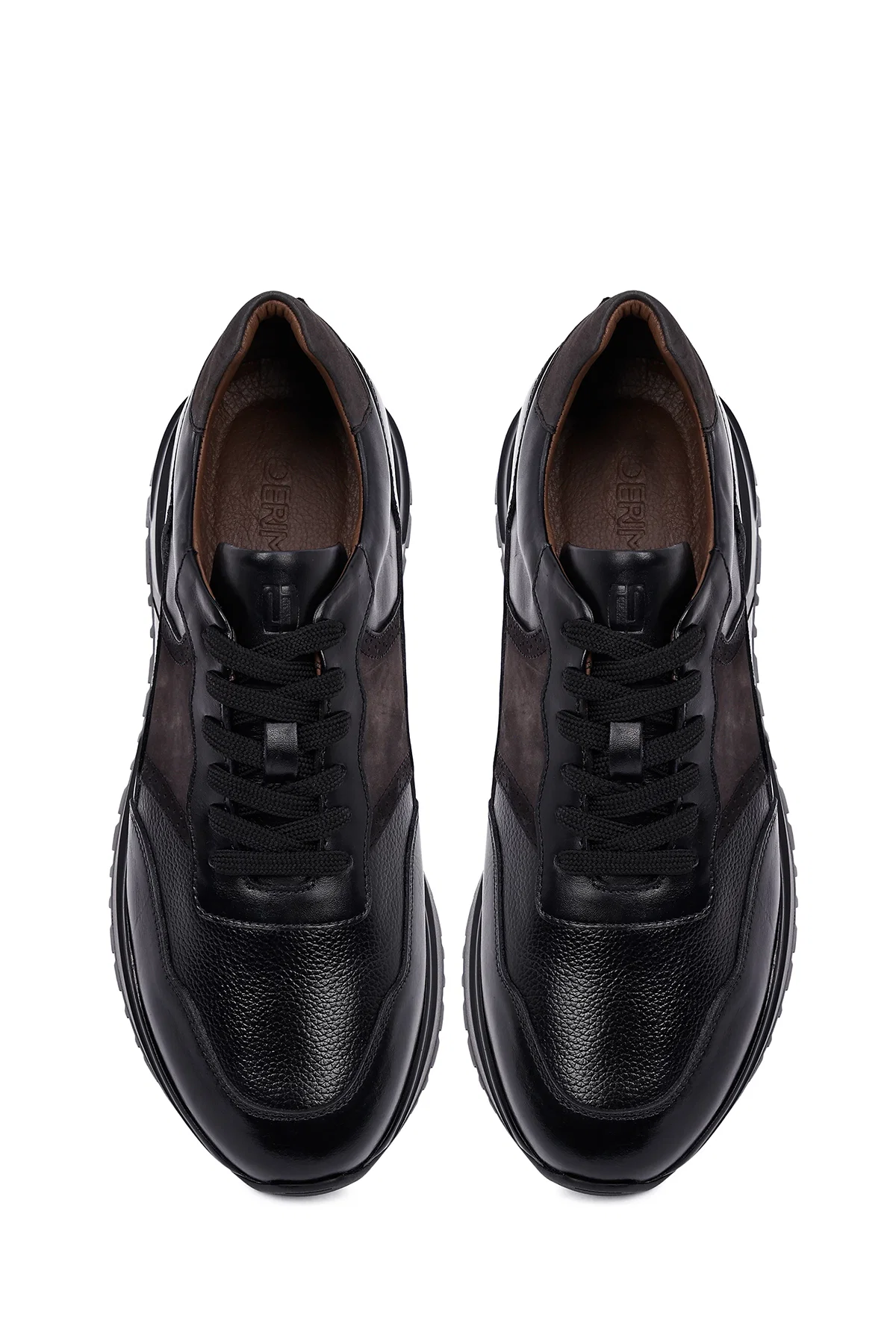 Erkek Siyah Bağcıklı Kalın Tabanlı Deri Casual Sneaker - Image 7