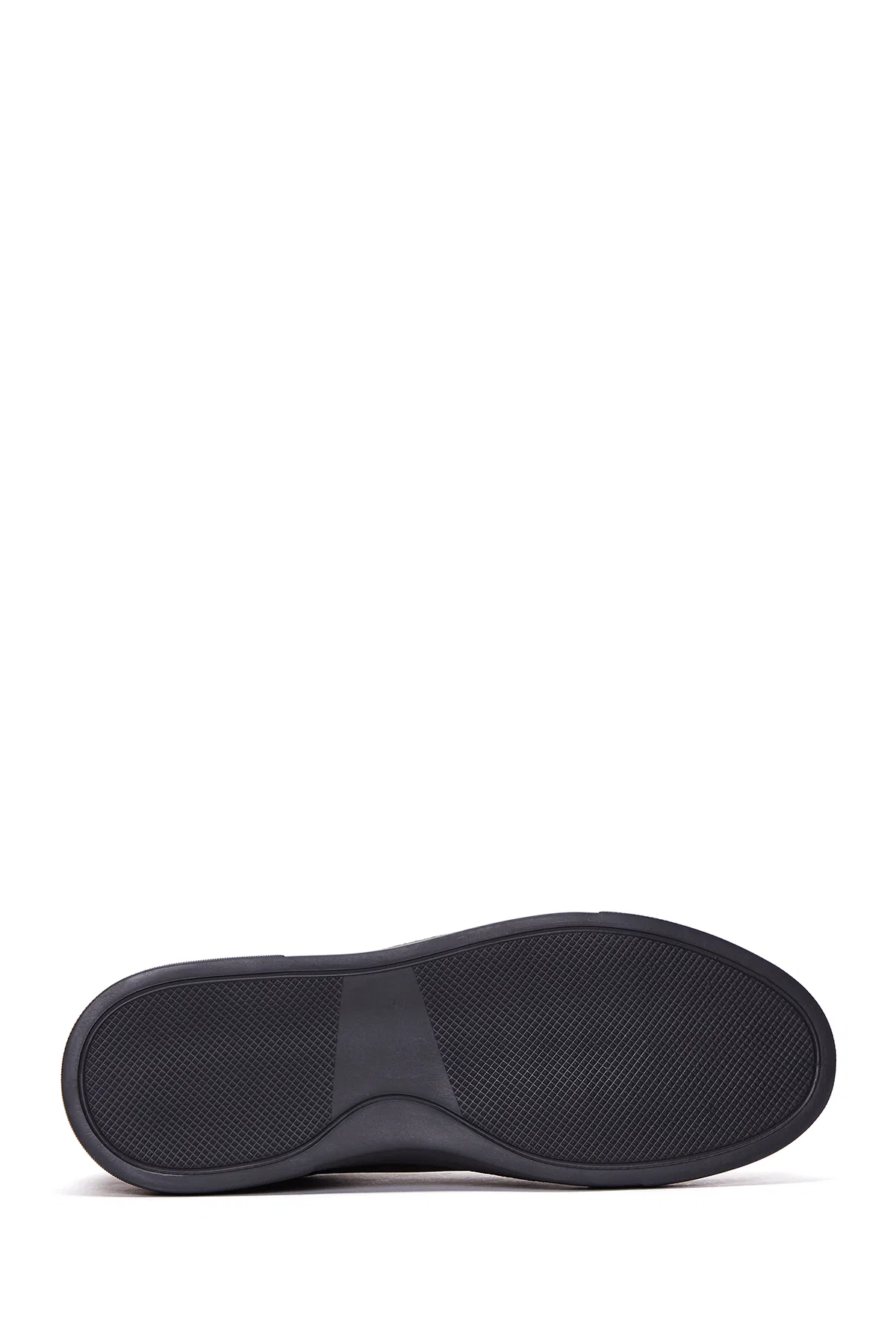 Erkek Siyah Bağcıklı Kalın Tabanlı Deri Sneaker - Image 4