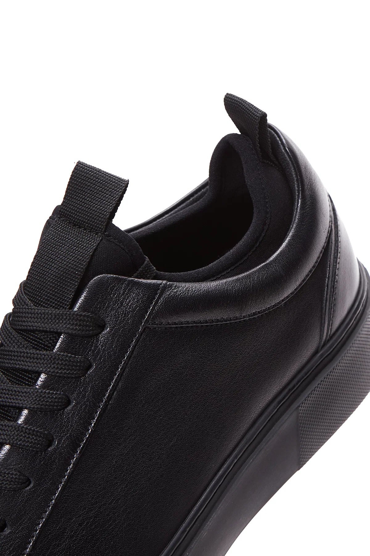 Erkek Siyah Bağcıklı Kalın Tabanlı Deri Sneaker - Image 7