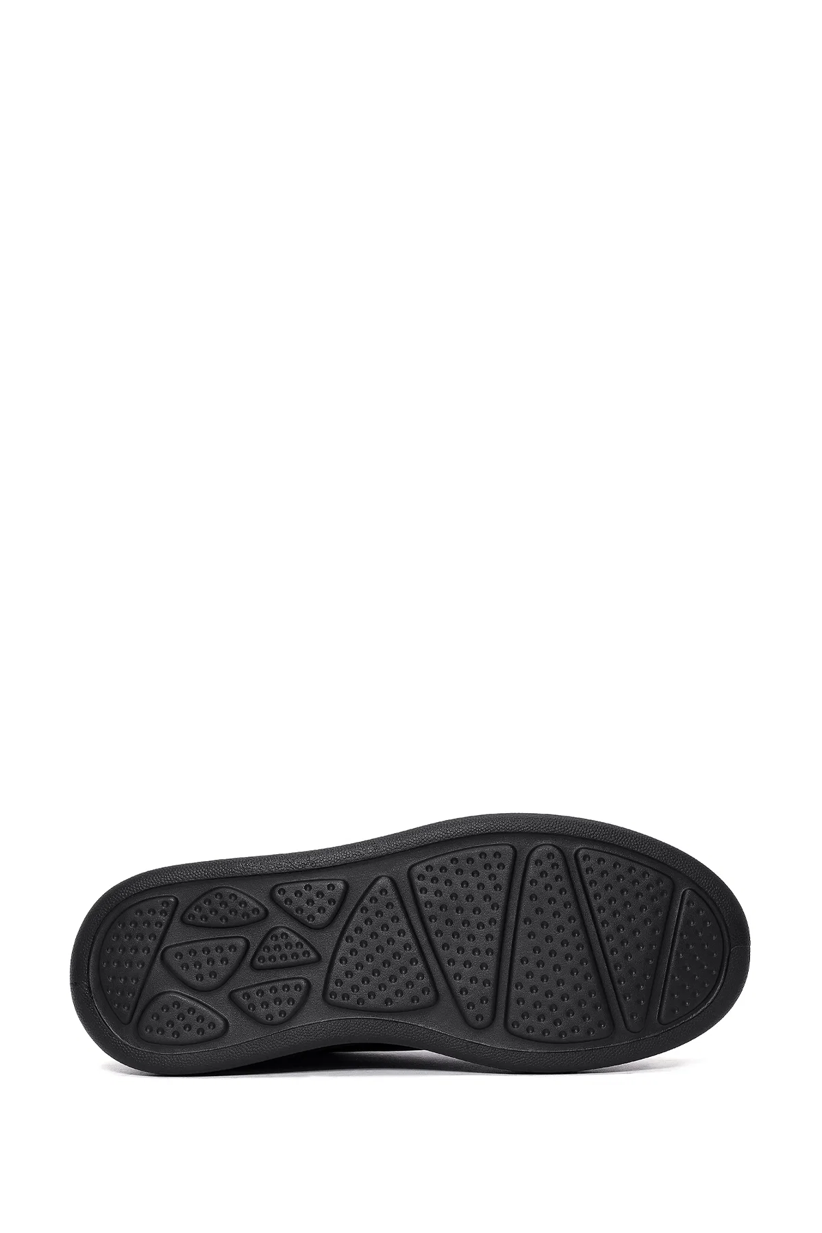 Erkek Siyah Bağcıklı Kalın Tabanlı Deri Sneaker - Image 4