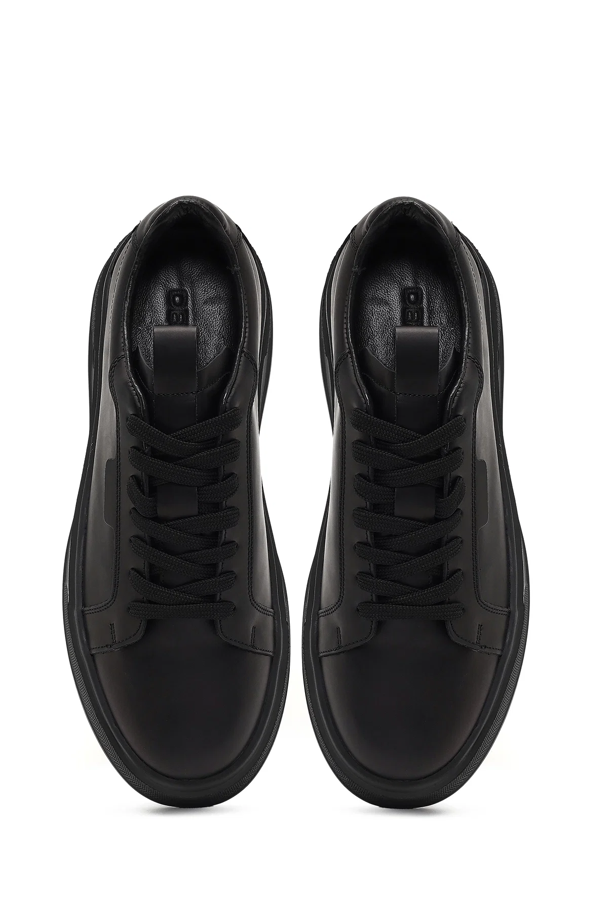 Erkek Siyah Bağcıklı Kalın Tabanlı Deri Sneaker - Image 7