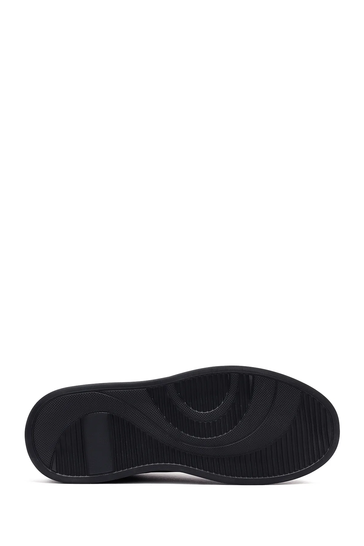 Erkek Siyah Bağcıklı Kalın Tabanlı Deri Sneaker - Image 4