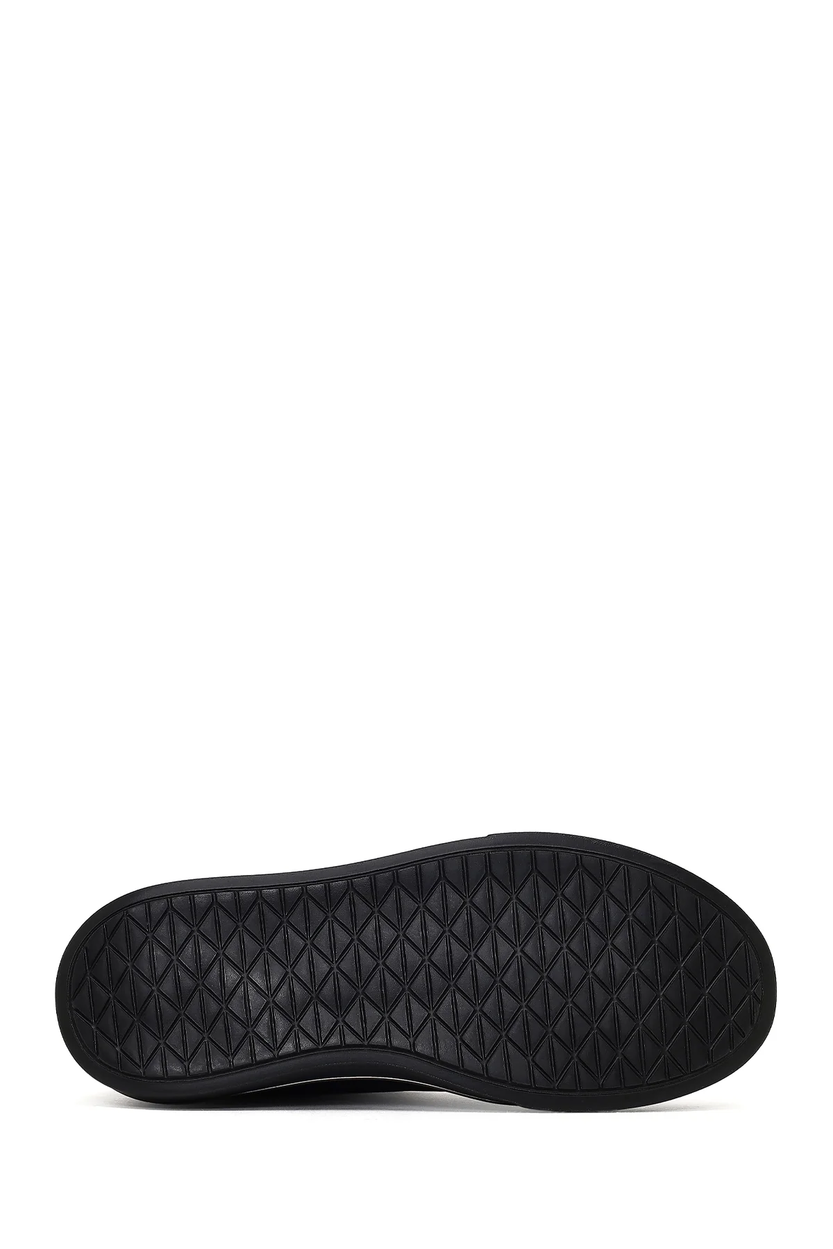 Erkek Siyah Bağcıklı Kalın Tabanlı Deri Sneaker - Image 4