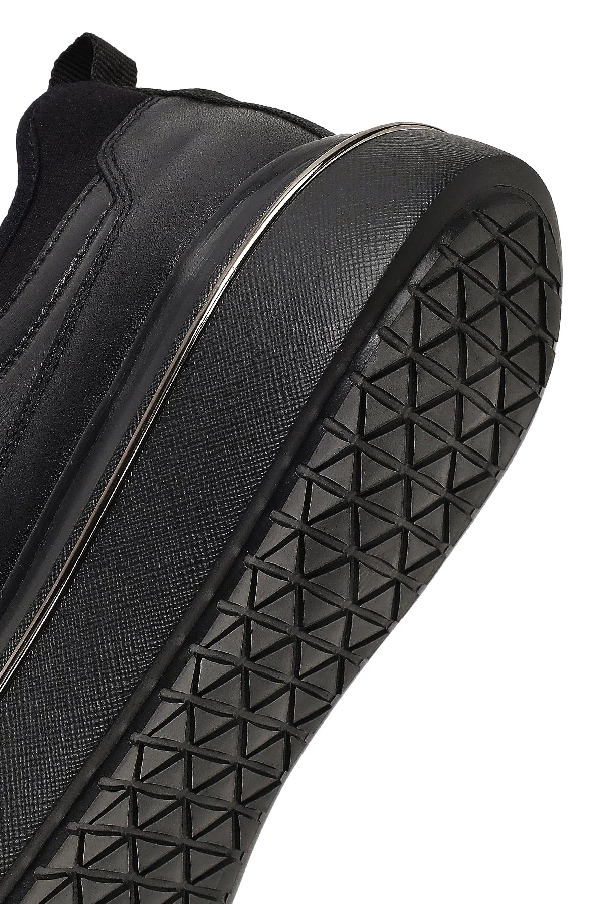Erkek Siyah Bağcıklı Kalın Tabanlı Deri Sneaker - Image 8
